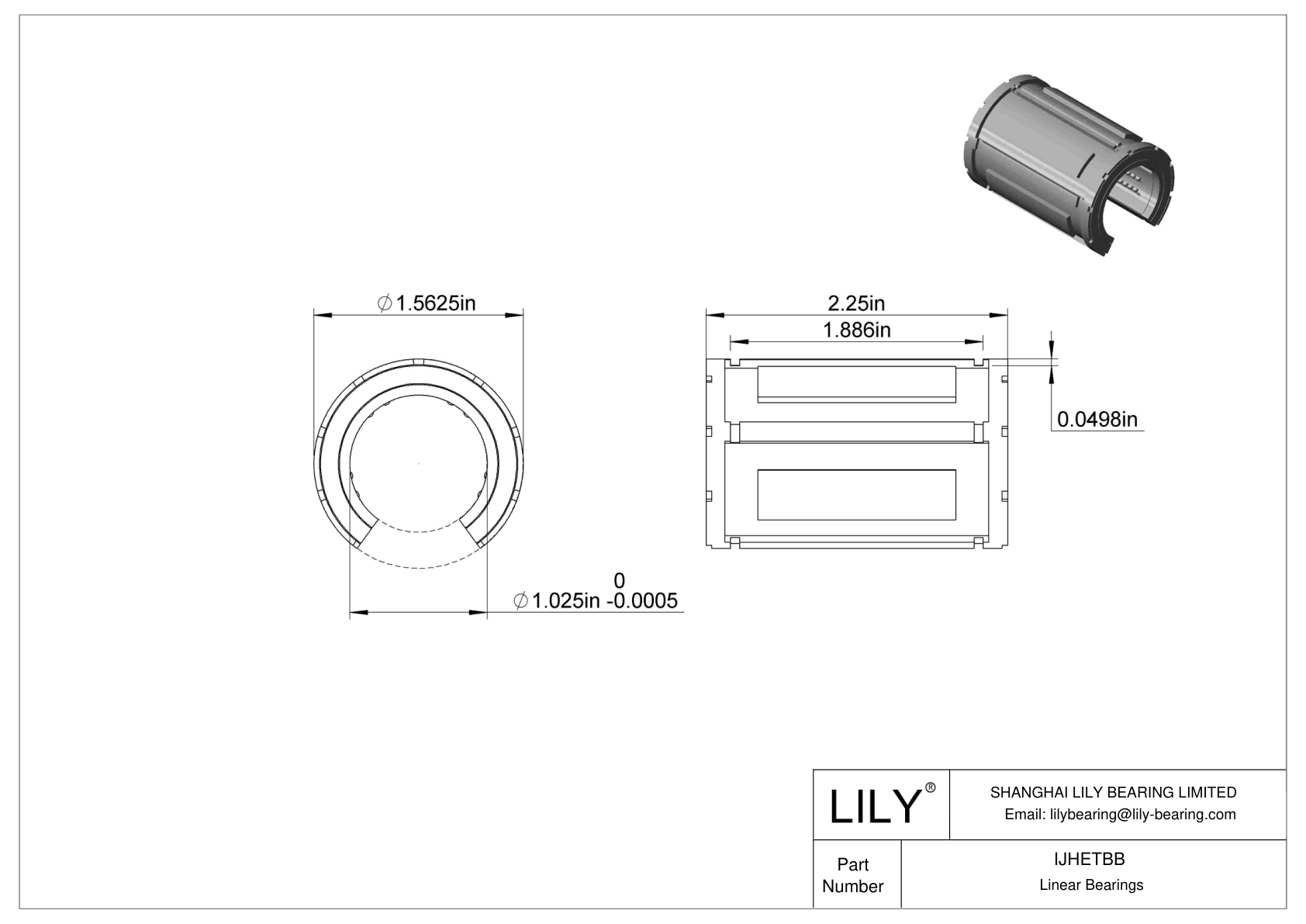 IJHETBB Common Linear Ball Bearings for Support Rail Shafts cad drawing