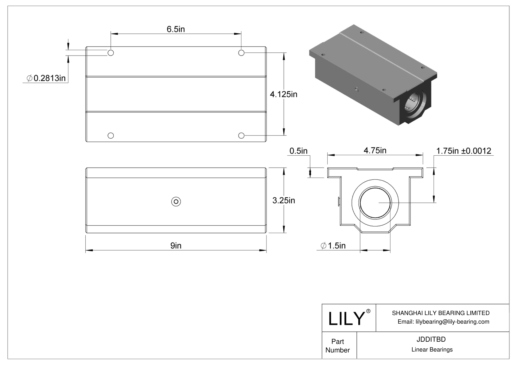 JDDITBD 普通带座直线球轴承 cad drawing