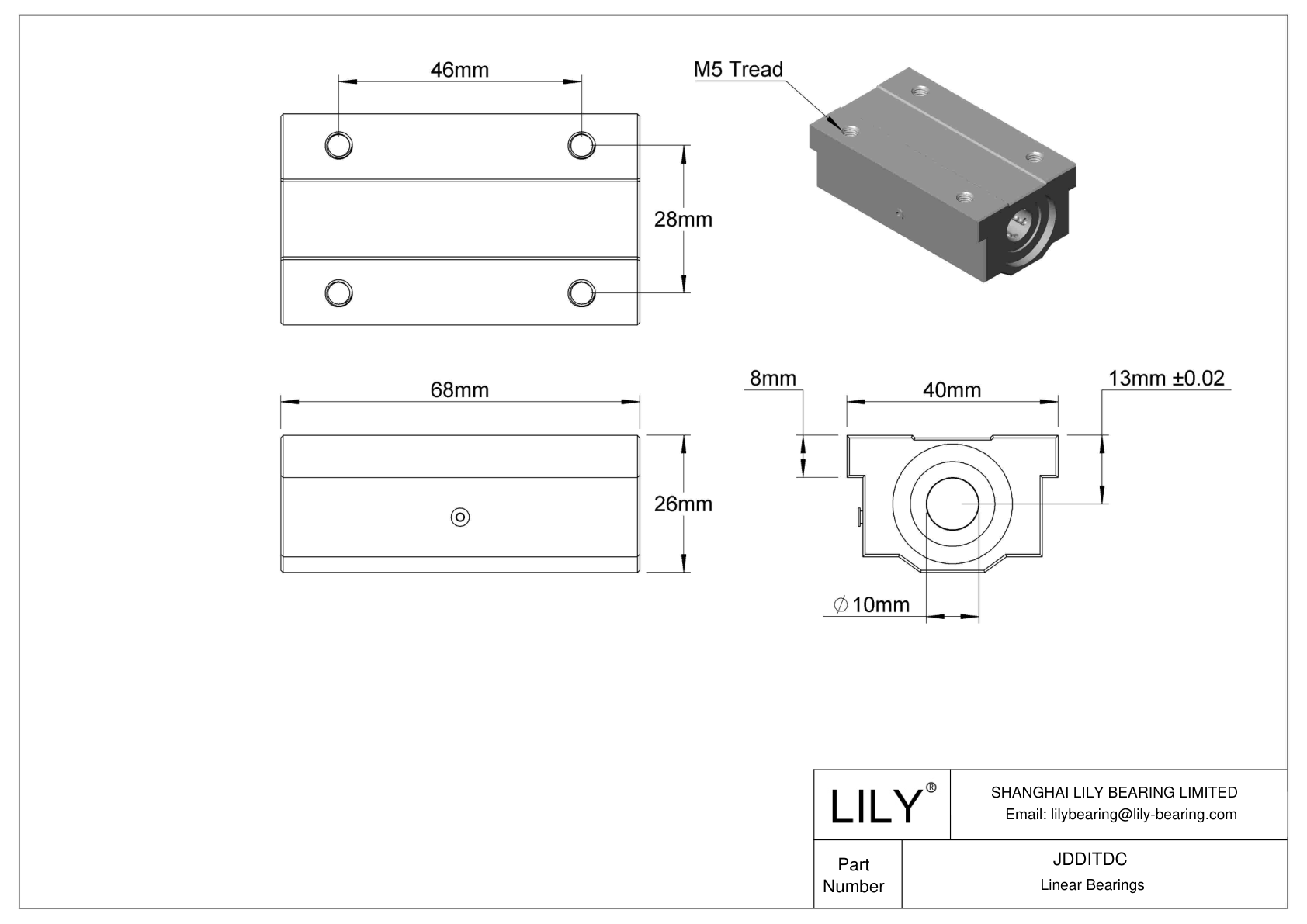 JDDITDC 普通带座直线球轴承 cad drawing