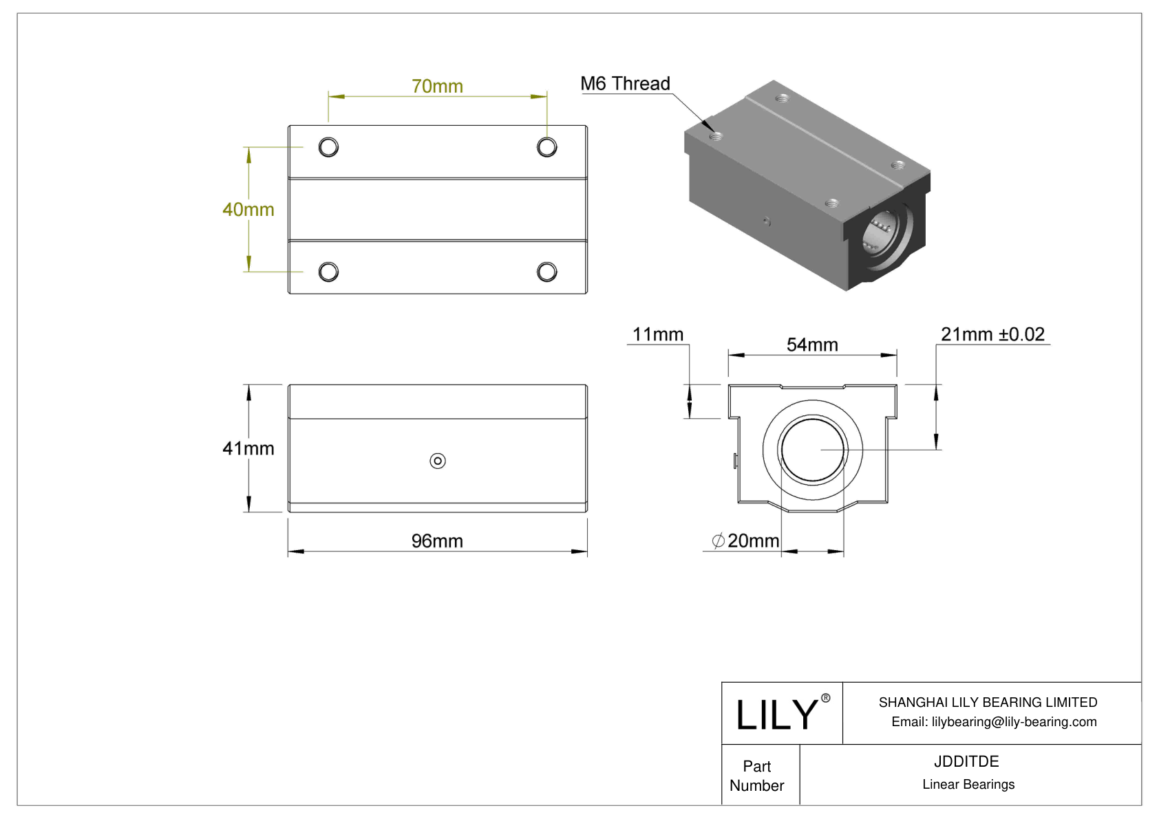 JDDITDE Common Mounted Linear Ball Bearings cad drawing