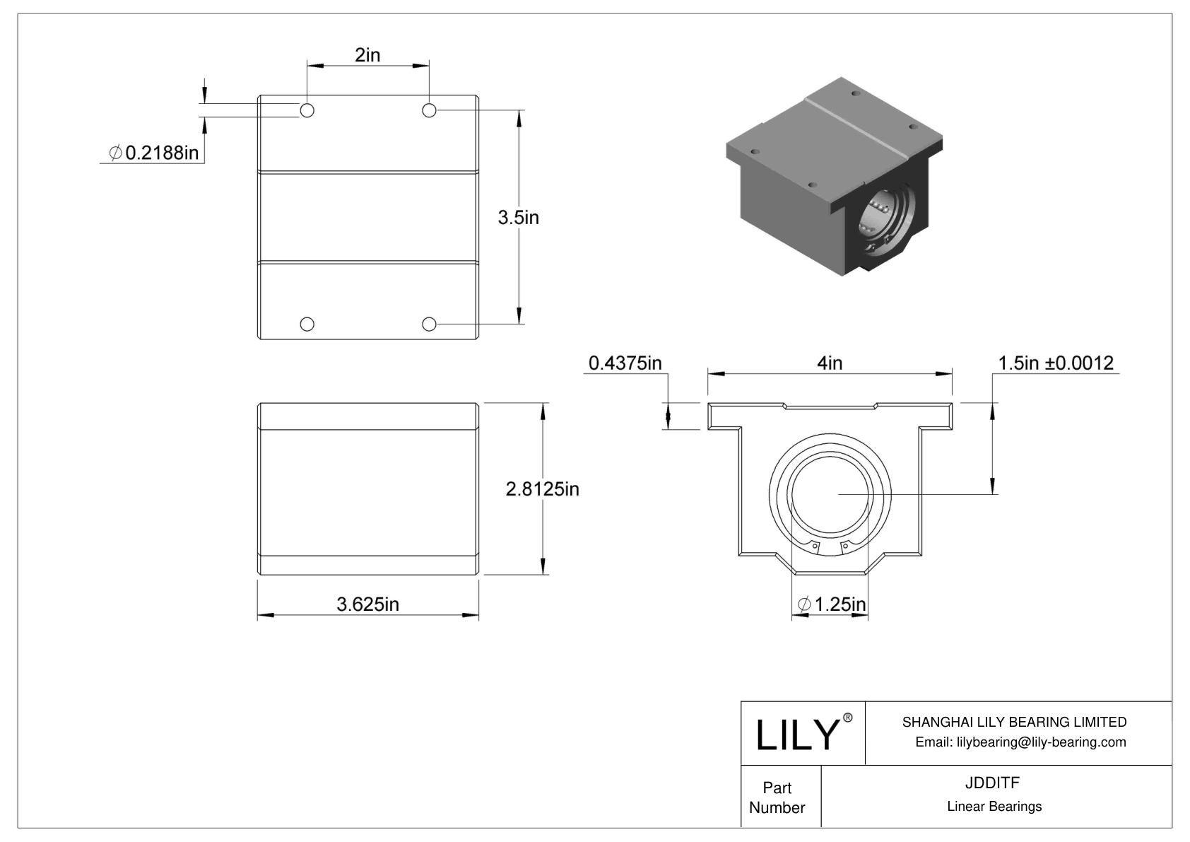 JDDITF 普通带座直线球轴承 cad drawing