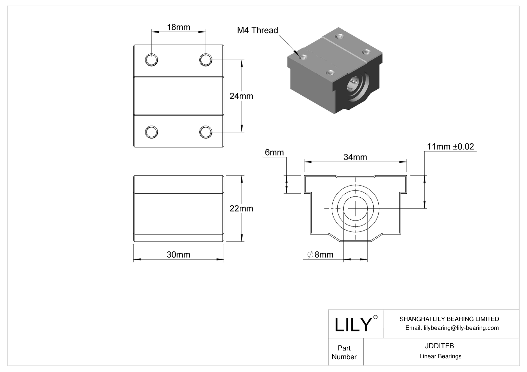 JDDITFB 普通带座直线球轴承 cad drawing