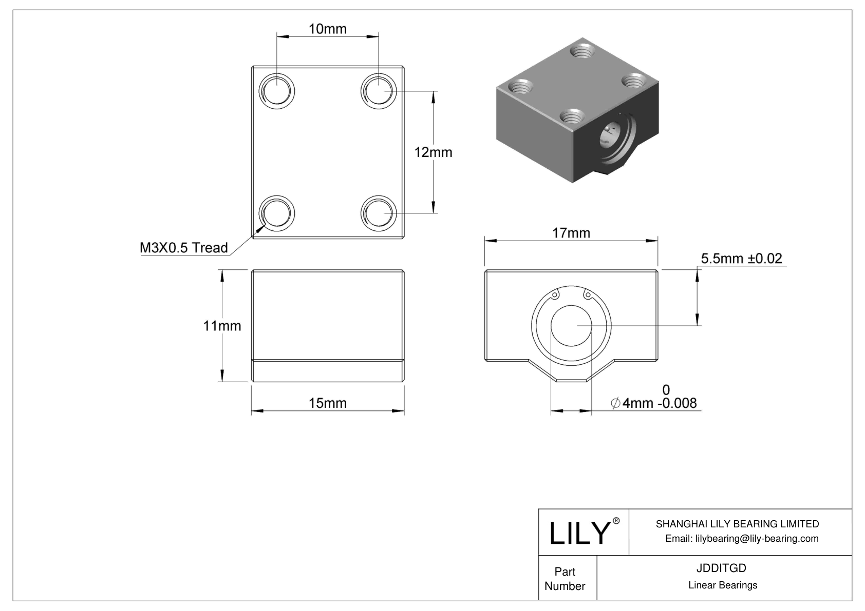 JDDITGD Rodamientos lineales a bolas de montaje común cad drawing