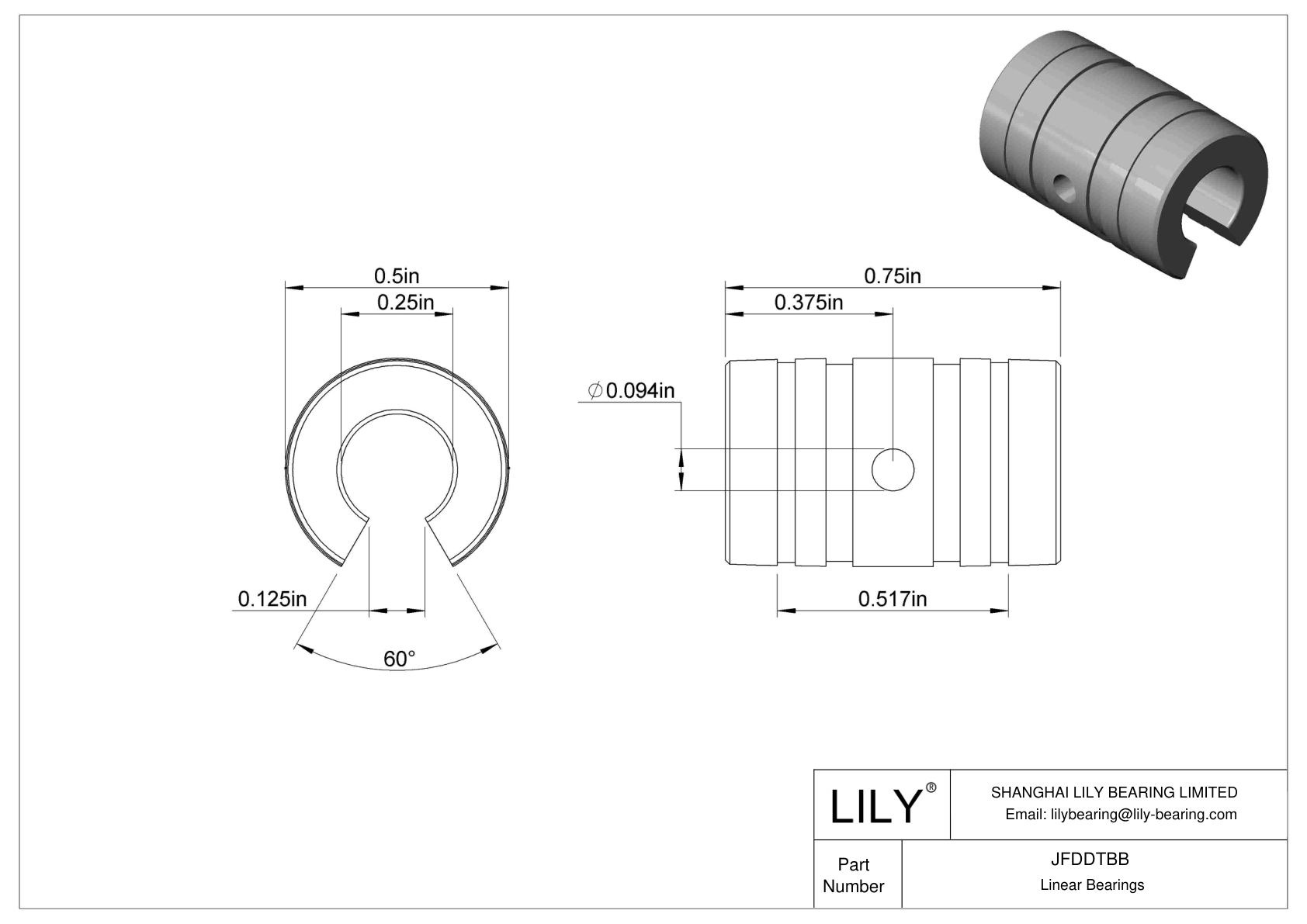 JFDDTBB Common Linear Sleeve Bearings for Support Rail Shafts cad drawing