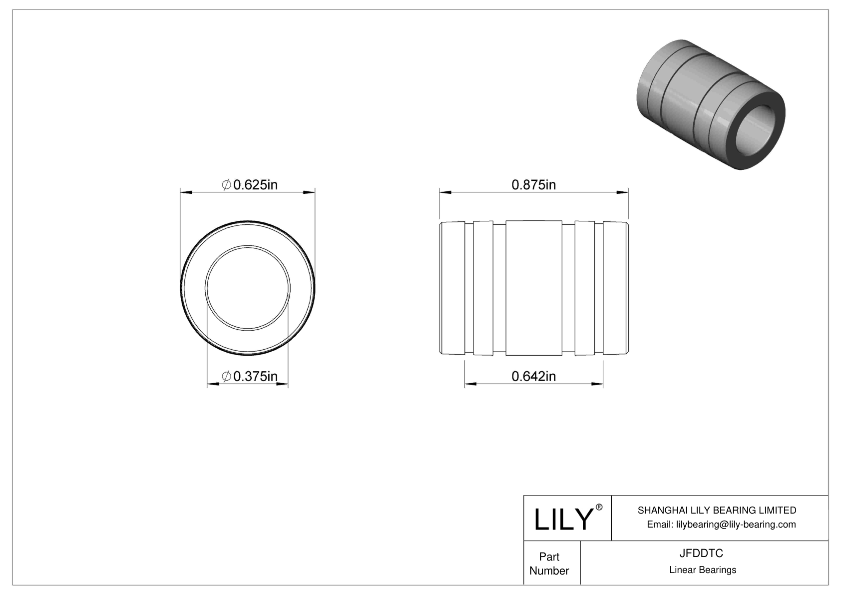 JFDDTC Common Linear Sleeve Bearings cad drawing