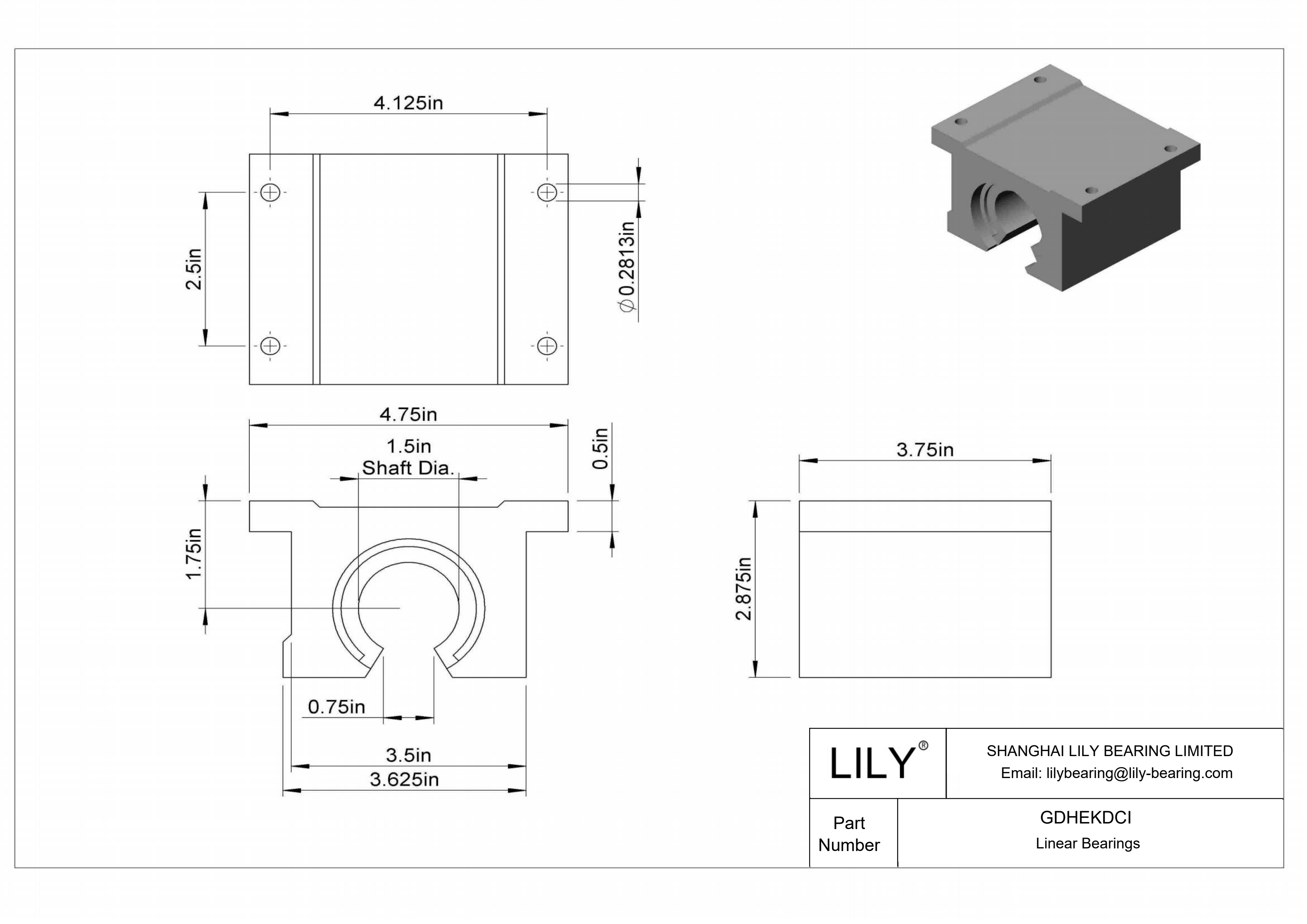 GDHEKDCI Common Mounted Linear Sleeve Bearings for Support Rail Shafts cad drawing