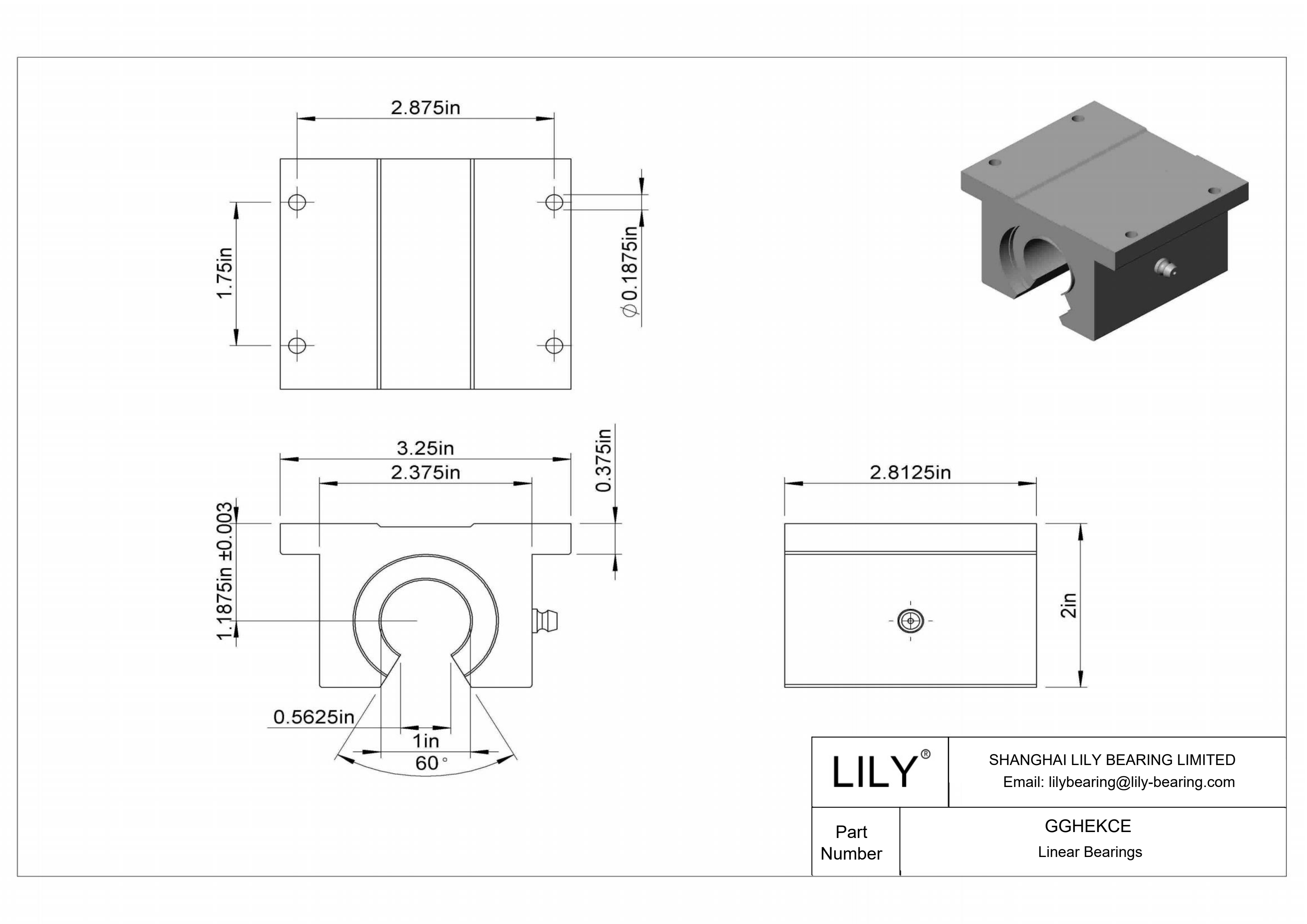 GGHEKCE 用于支撑轨道轴的高速带座直线滑动轴承 cad drawing