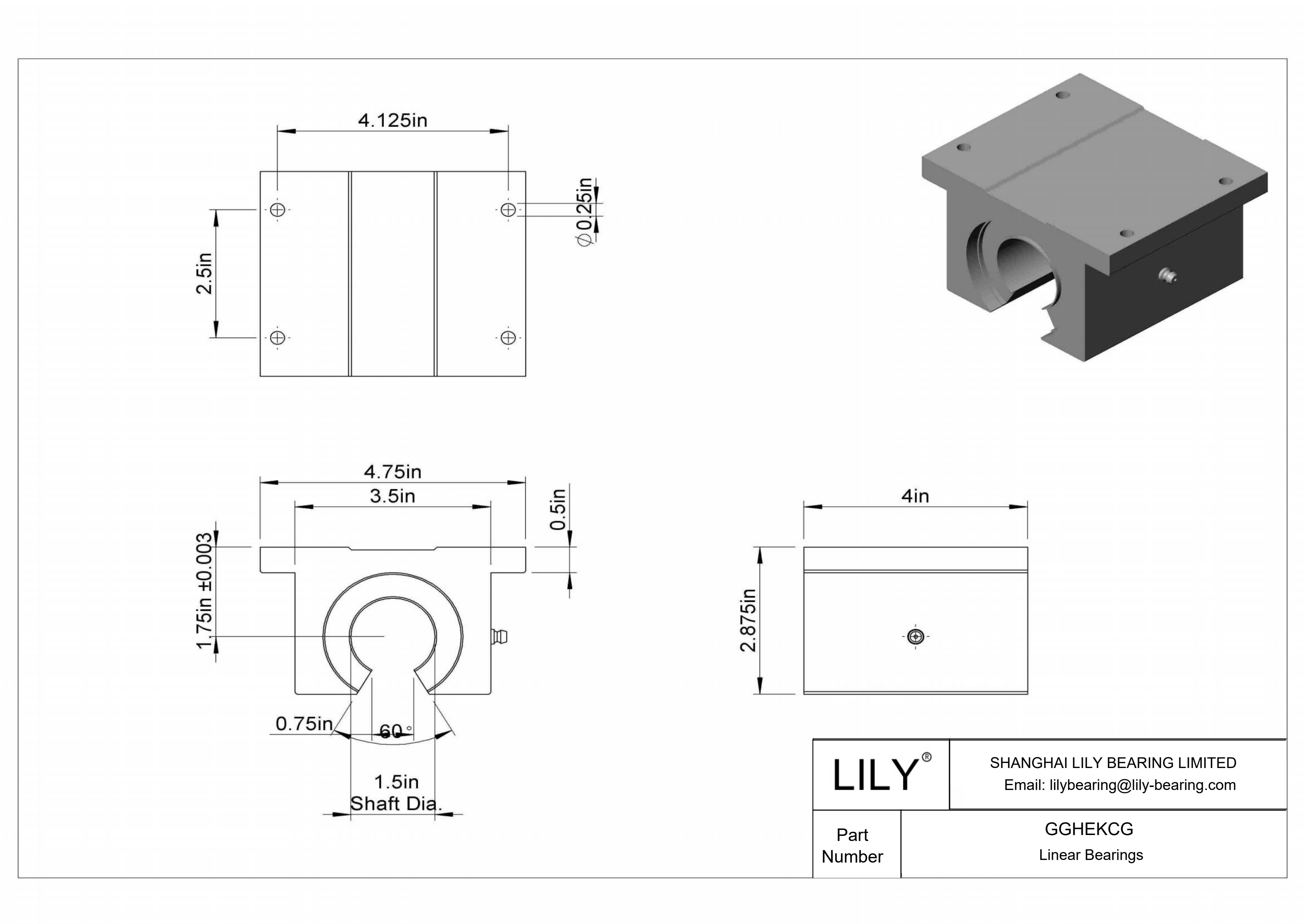 GGHEKCG 用于支撑轨道轴的高速带座直线滑动轴承 cad drawing