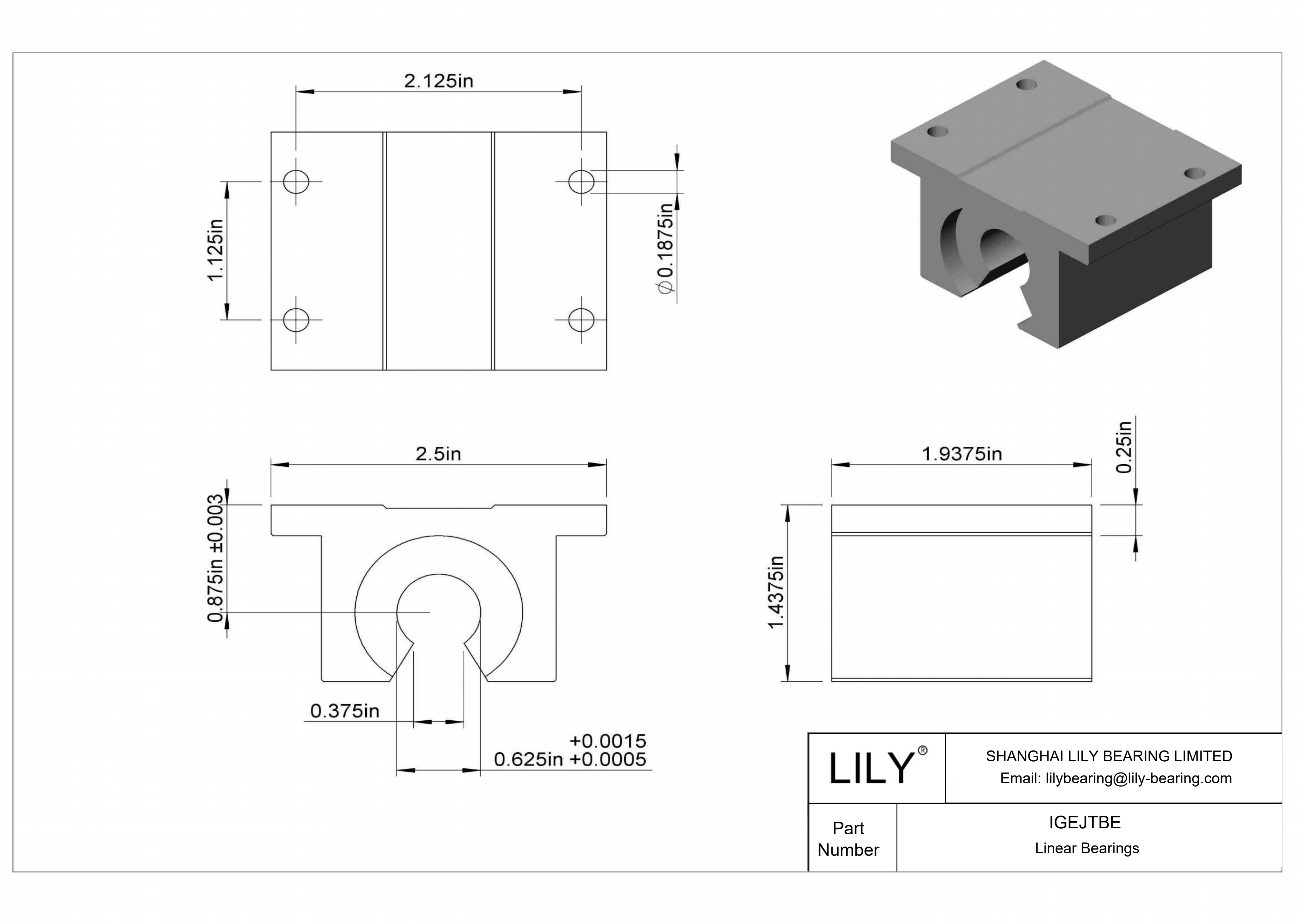 IGEJTBE 用于支撑轨道轴的普通带座直线滑动轴承 cad drawing