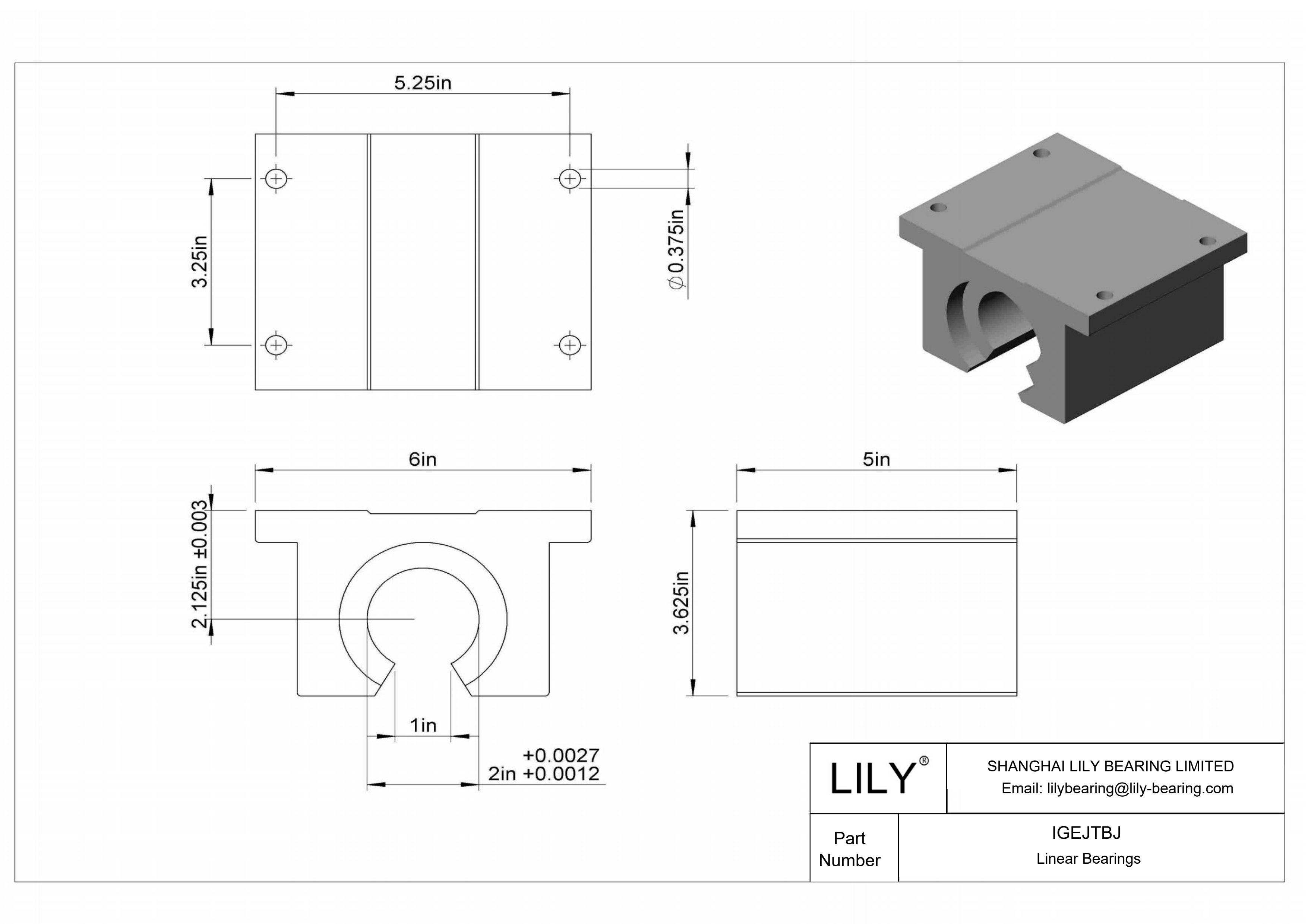 IGEJTBJ Rodamientos lineales de manguito de montaje común para ejes de raíles de soporte cad drawing