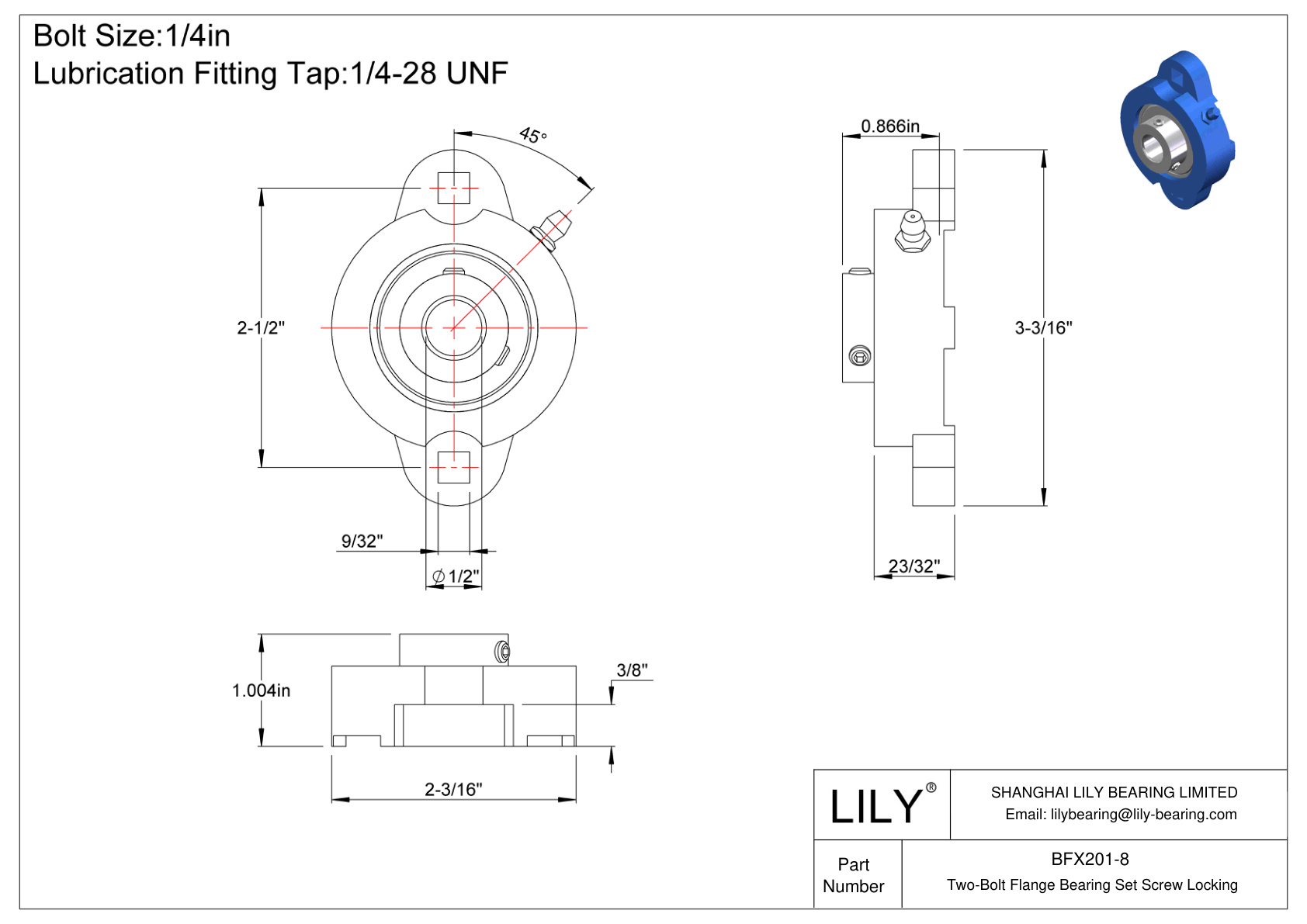 BFX201-8 Tornillo de fijación del cojinete de brida de dos pernos cad drawing