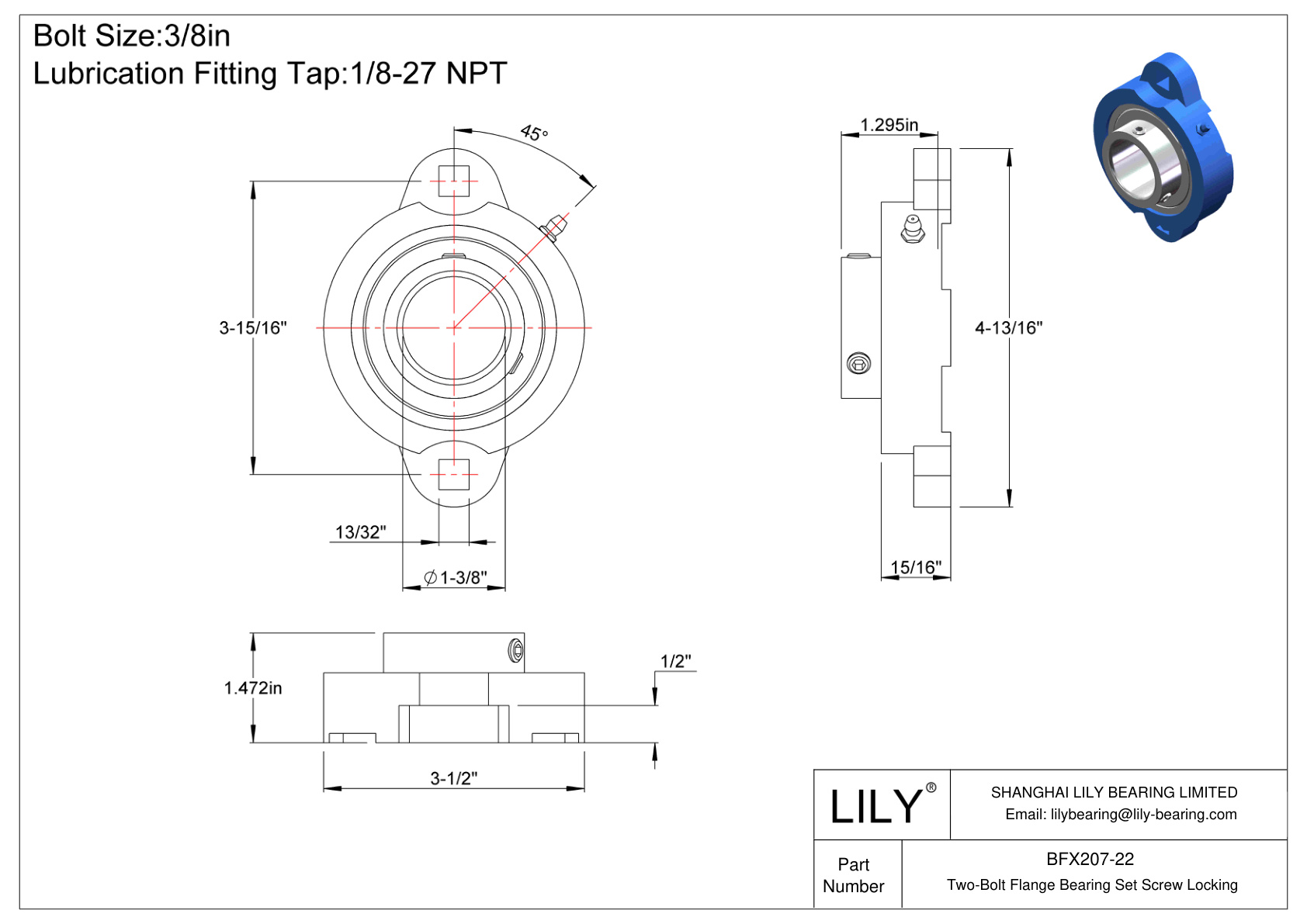 BFX207-22 双螺栓法兰轴承 固定螺钉锁定 cad drawing