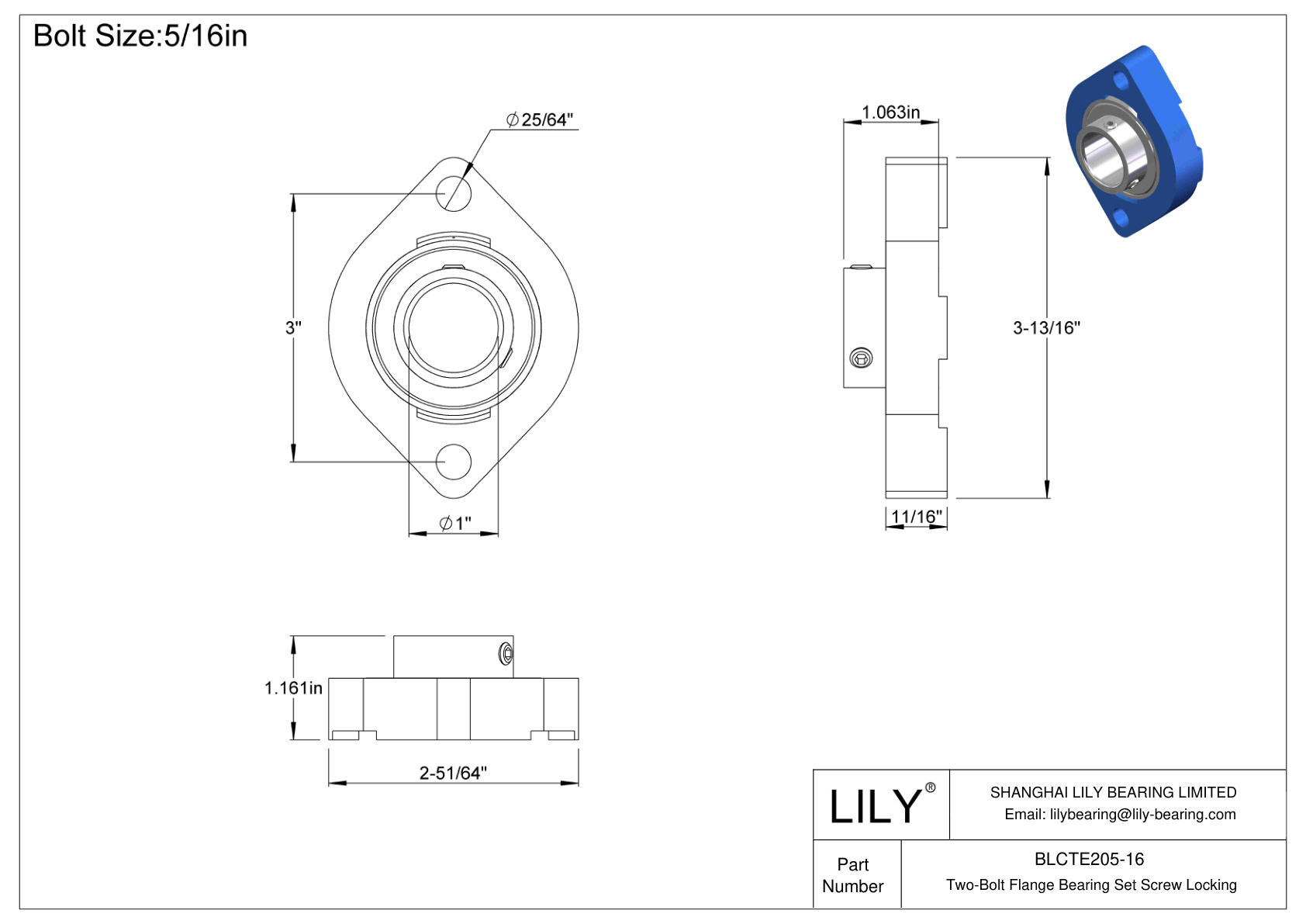 BLCTE205-16 双螺栓法兰轴承 固定螺钉锁定 cad drawing