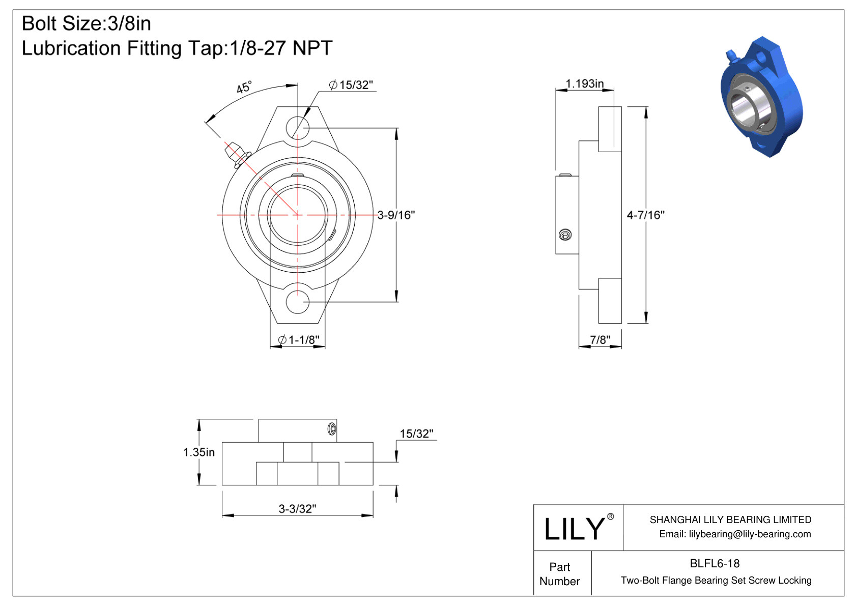 BLFL6-18 双螺栓法兰轴承 固定螺钉锁定 cad drawing