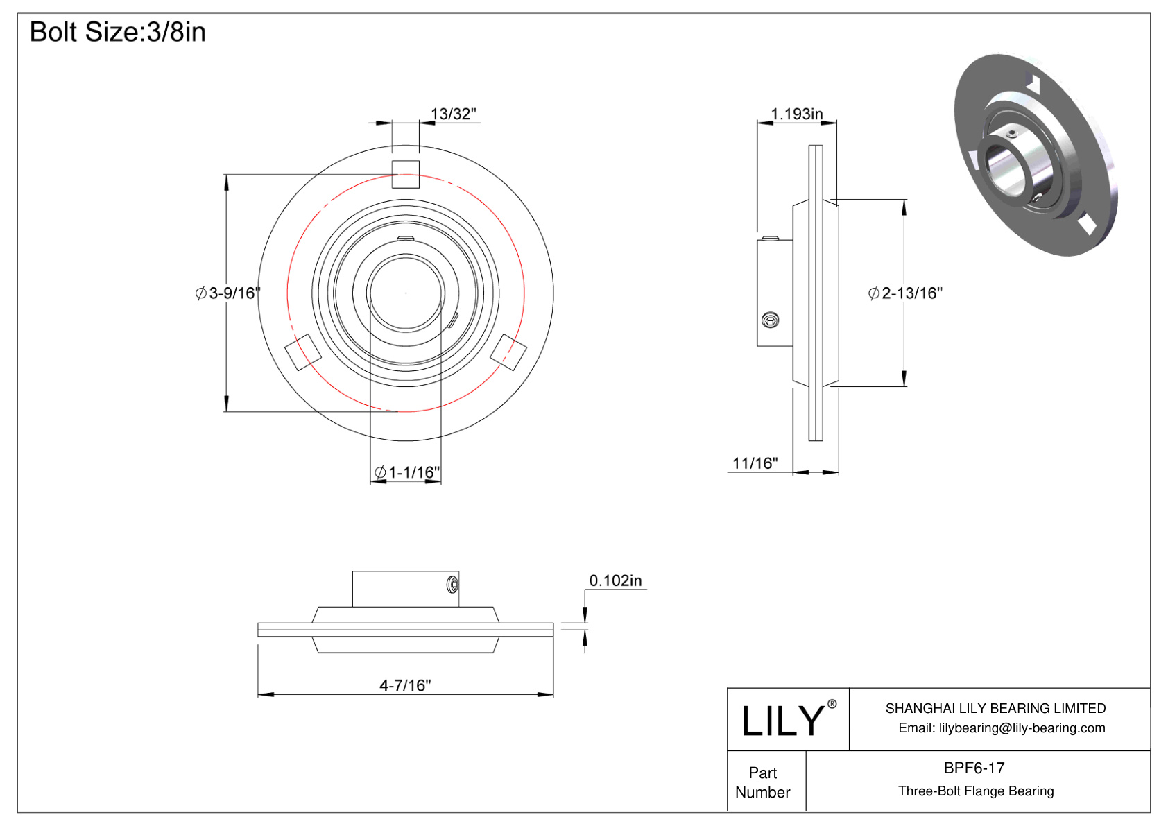 BPF6-17 三螺栓法兰轴承固定螺钉锁定 cad drawing