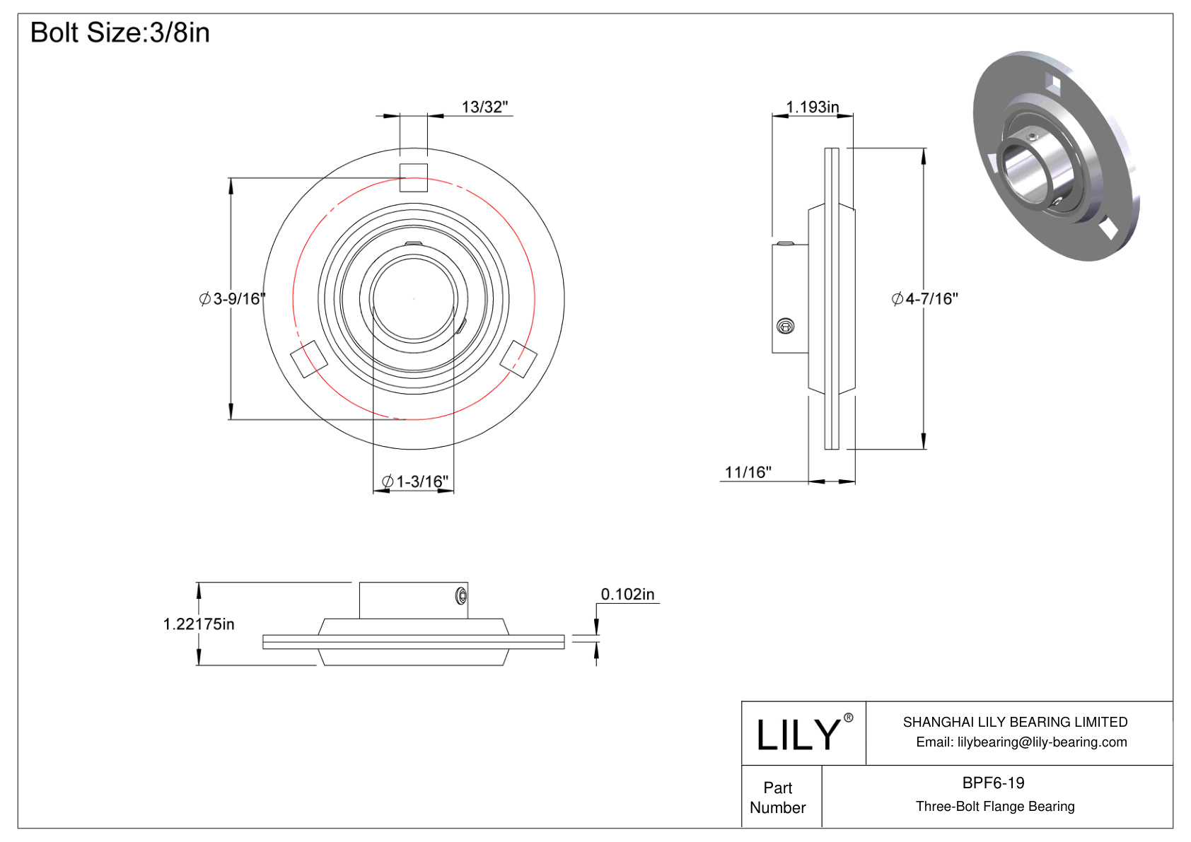 BPF6-19 三螺栓法兰轴承固定螺钉锁定 cad drawing