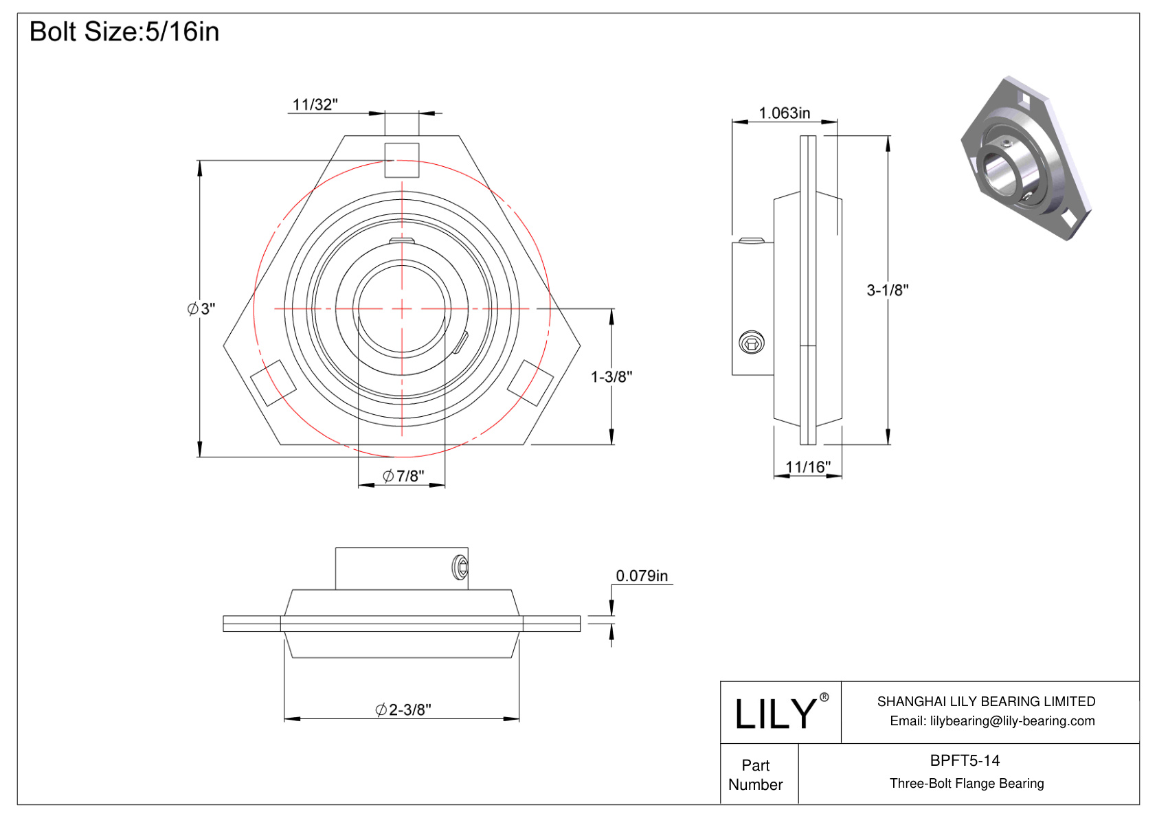 BPFT5-14 三螺栓法兰轴承固定螺钉锁定 cad drawing