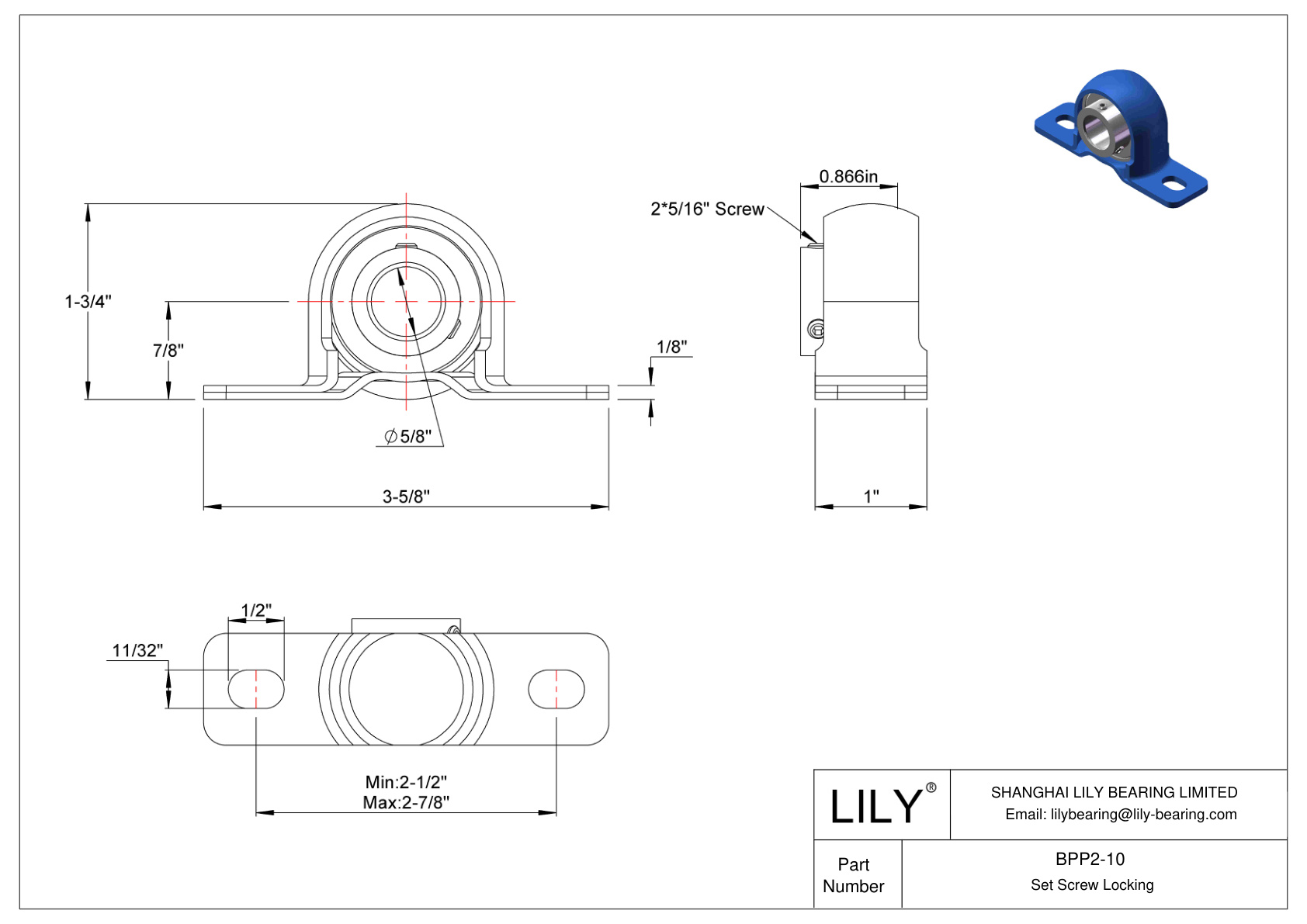 BPP2-10 滑动轴承固定螺钉锁定 cad drawing