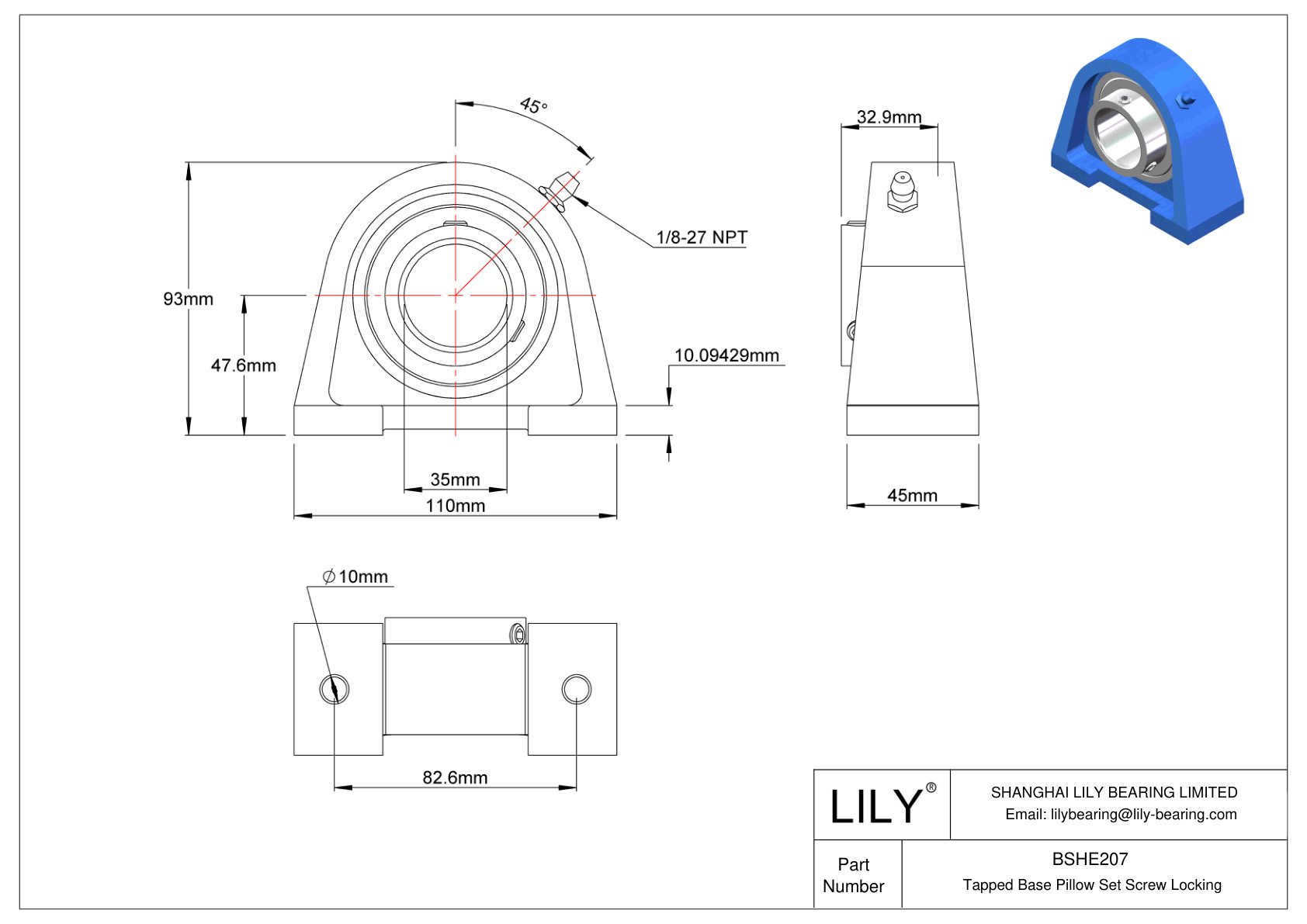 BSHE207 Base roscada Tornillo prisionero Bloqueo cad drawing