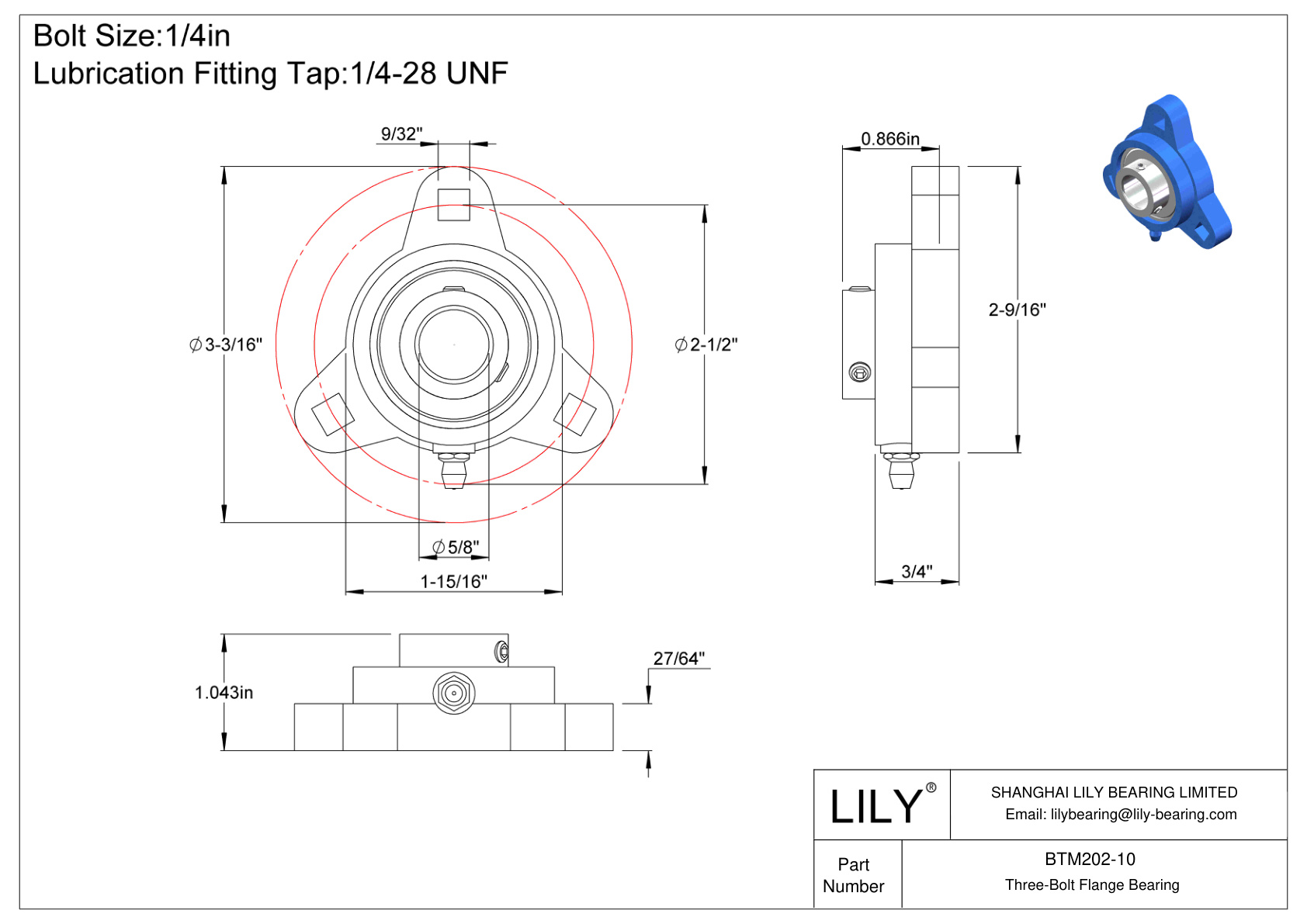 BTM202-10 三螺栓法兰轴承固定螺钉锁定 cad drawing