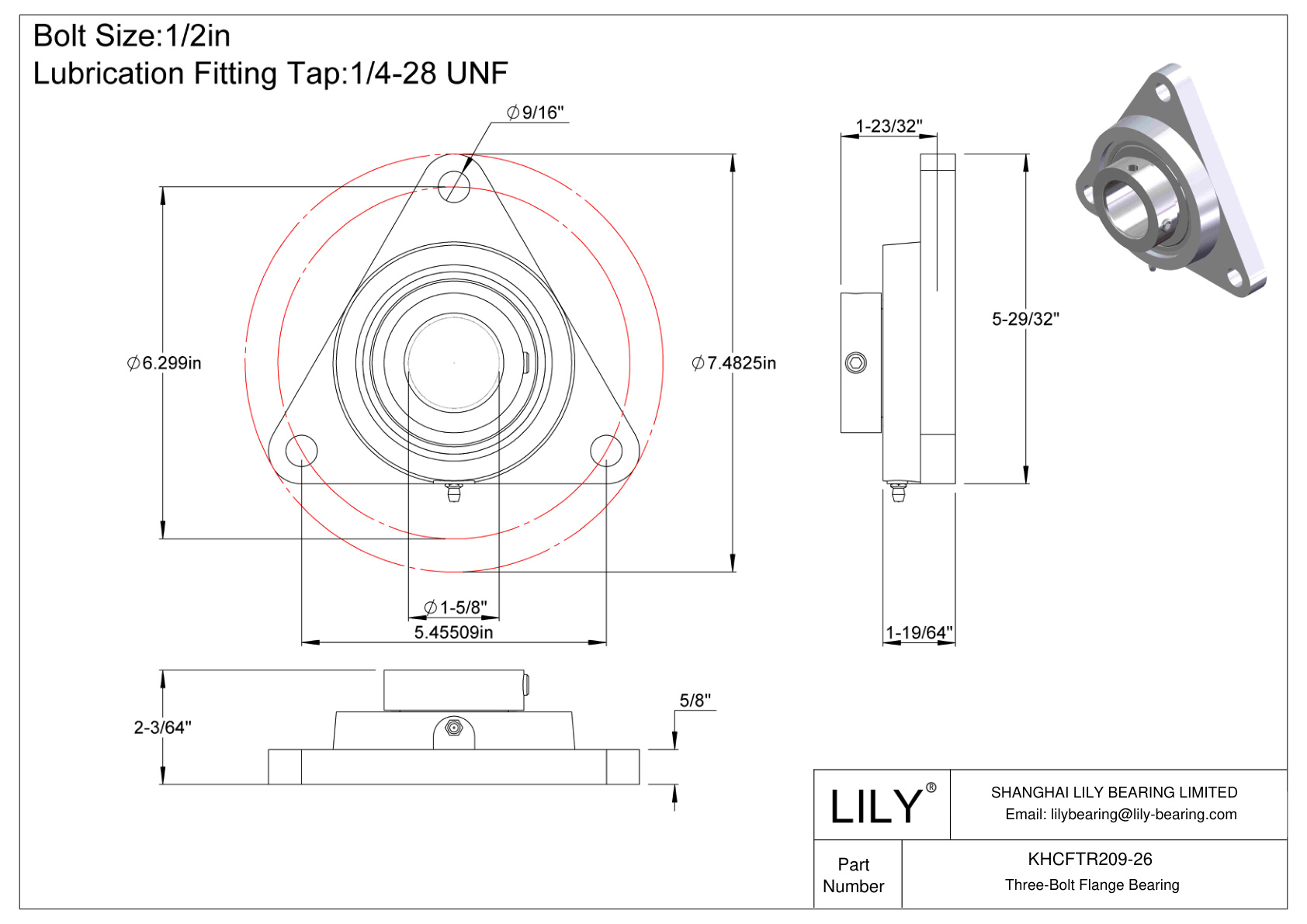 KHCFTR209-26 三螺栓法兰轴承偏心套锁 cad drawing