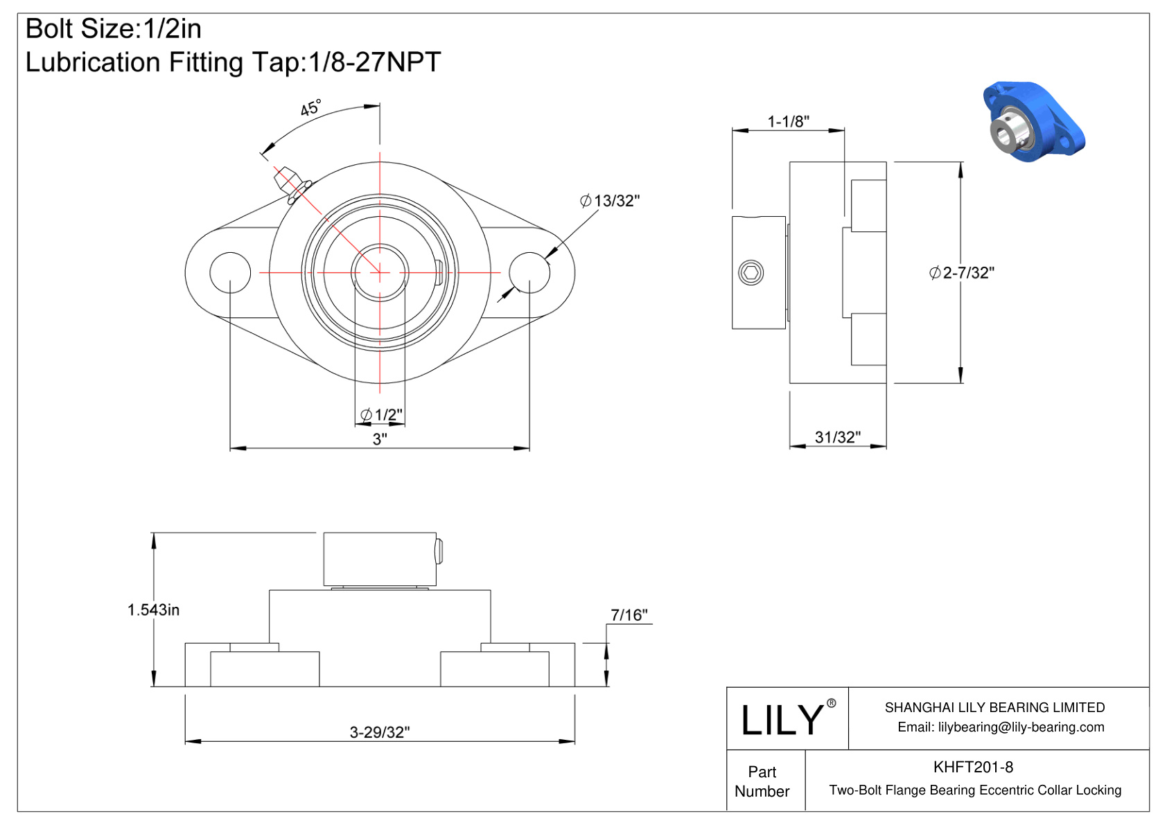 KHFT201-8 双螺栓法兰轴承偏心套锁 cad drawing