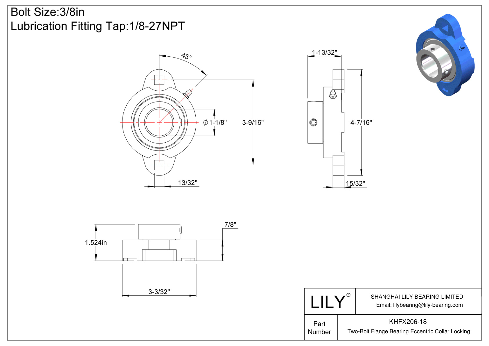 KHFX206-18 双螺栓法兰轴承偏心套锁 cad drawing