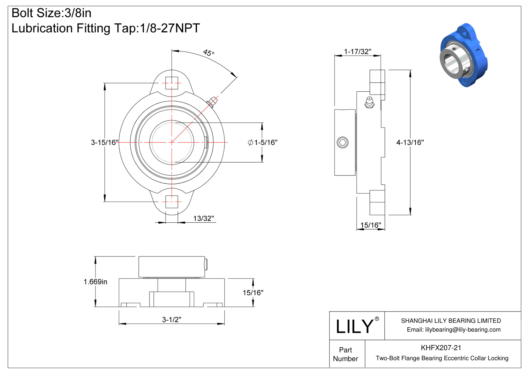 KHFX207-21 双螺栓法兰轴承偏心套锁 cad drawing