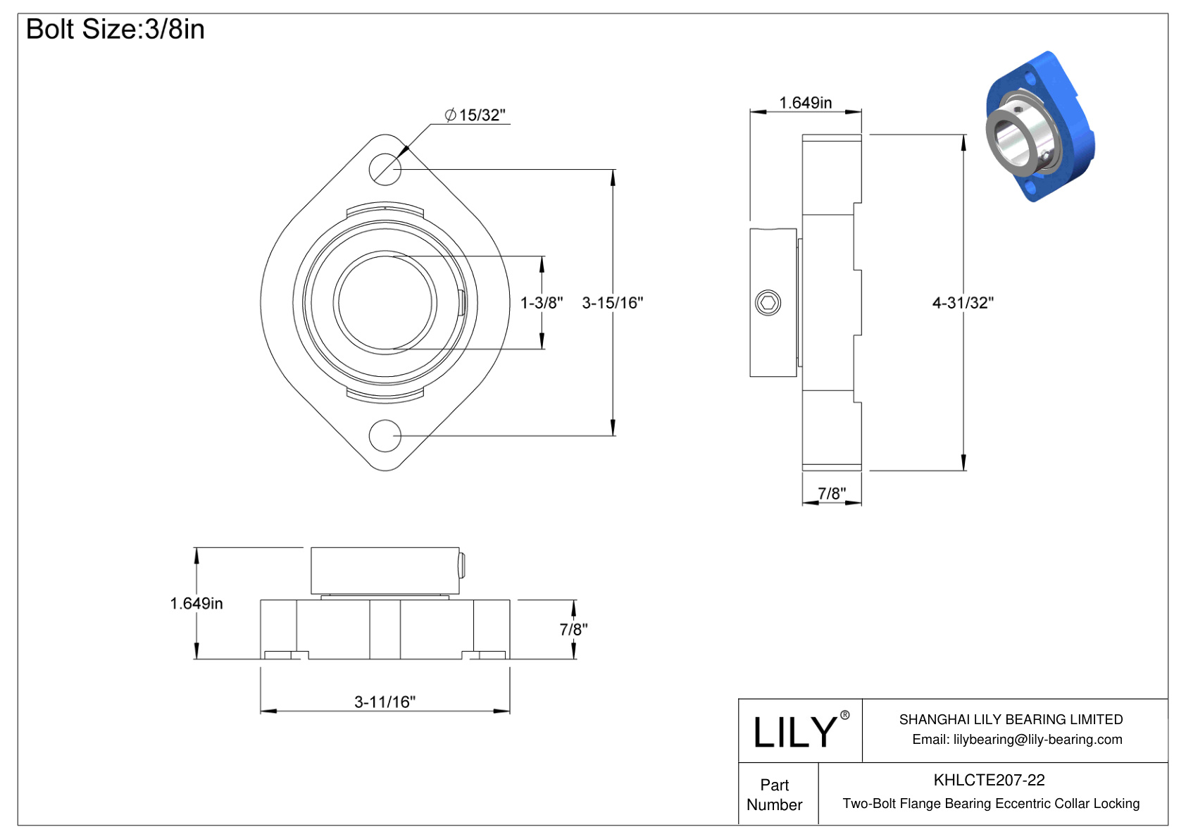 KHLCTE207-22 双螺栓法兰轴承偏心套锁 cad drawing