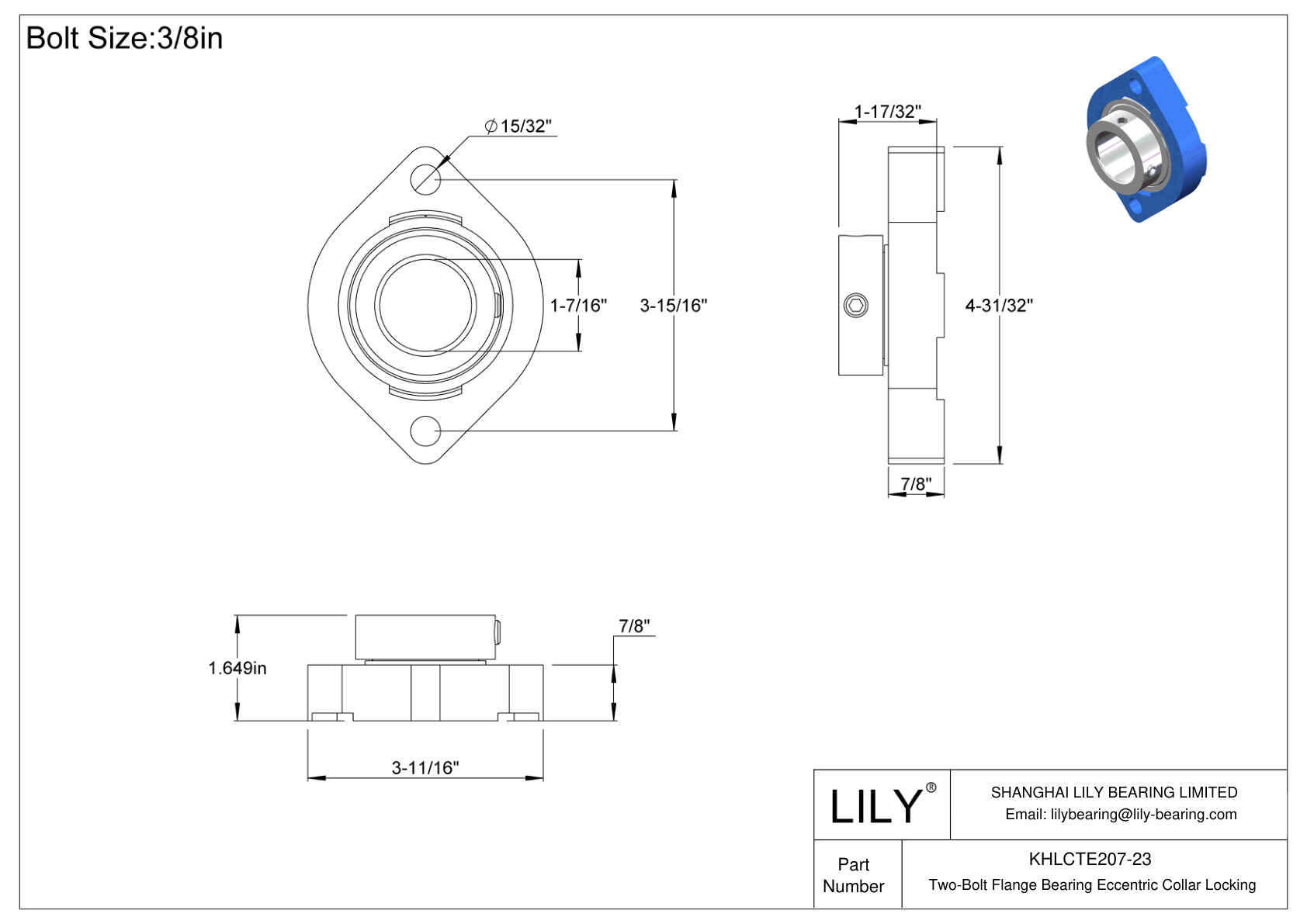 KHLCTE207-23 双螺栓法兰轴承偏心套锁 cad drawing