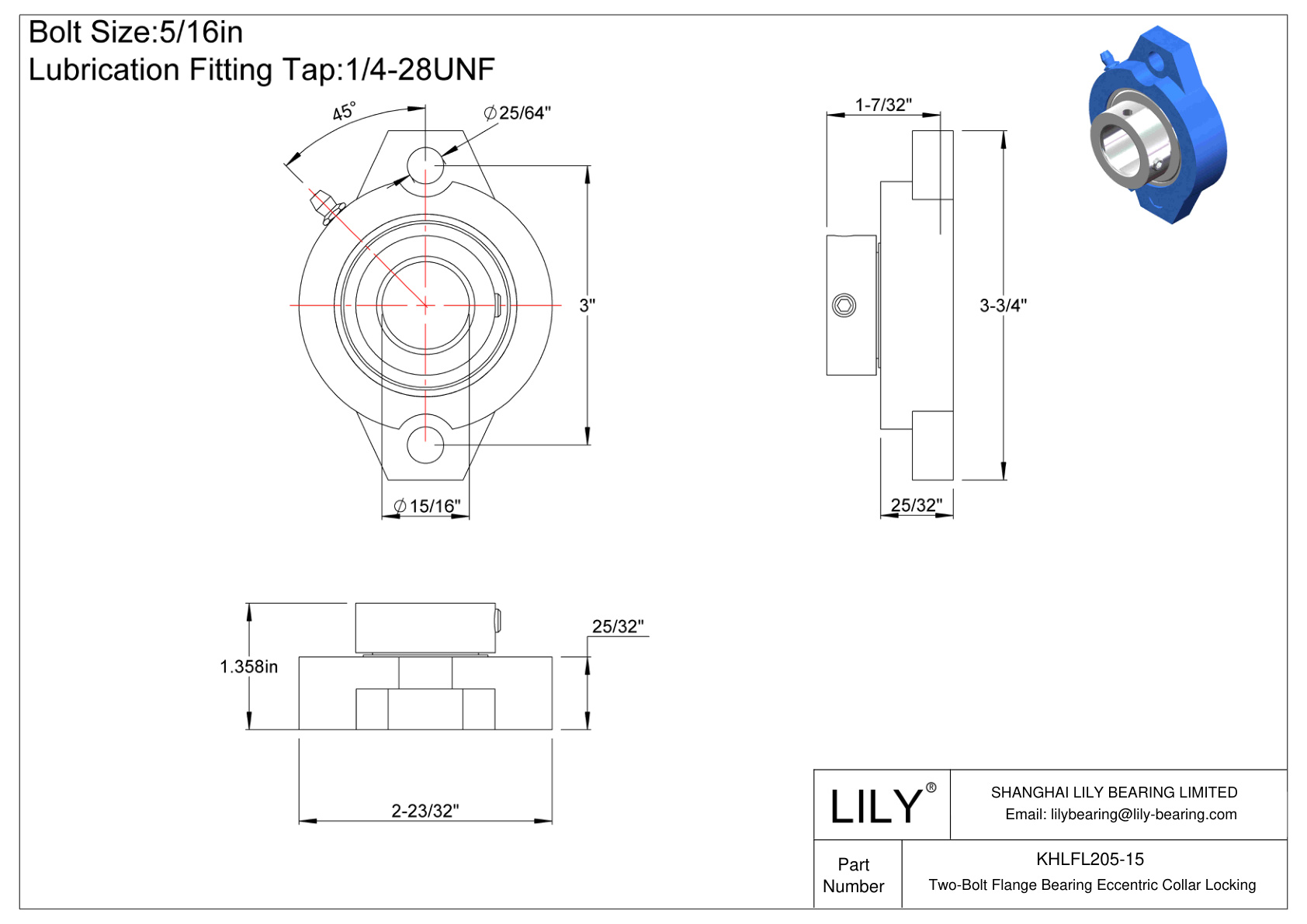 KHLFL205-15 双螺栓法兰轴承偏心套锁 cad drawing