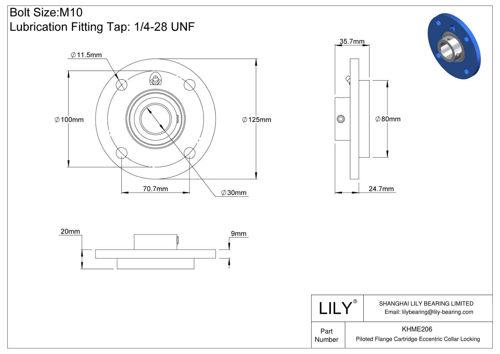 KHME206 带导向法兰插装 偏心轴环锁定 cad drawing