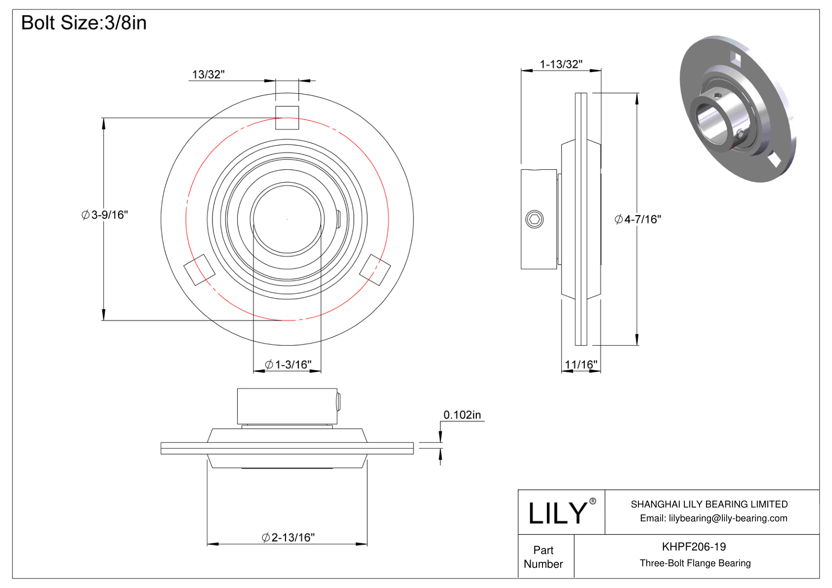 KHPF206-19 三螺栓法兰轴承偏心套锁 cad drawing