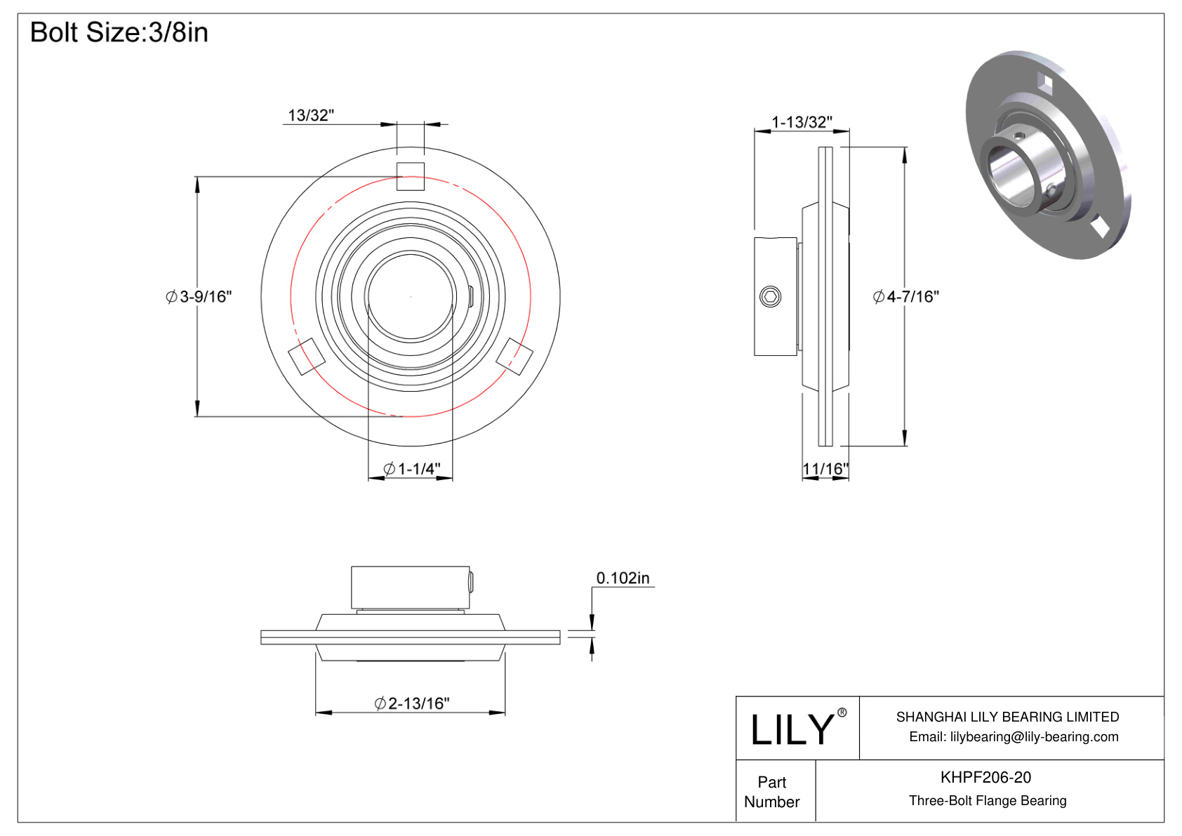 KHPF206-20 三螺栓法兰轴承偏心套锁 cad drawing