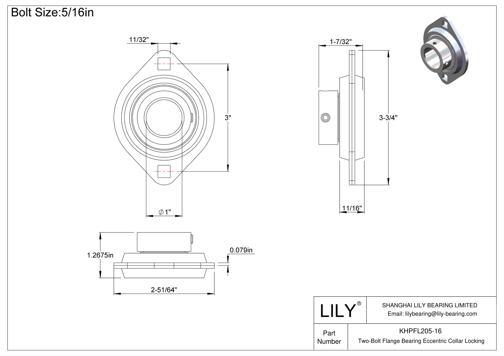 KHPFL205-16 双螺栓法兰轴承偏心套锁 cad drawing