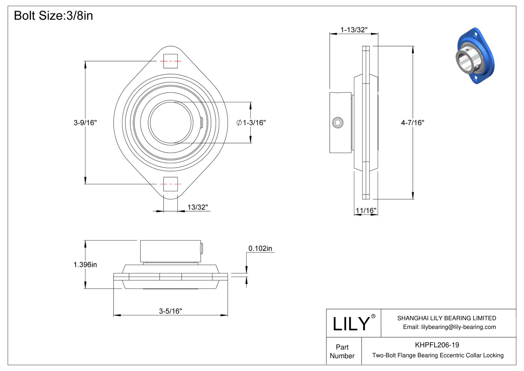 KHPFL206-19 双螺栓法兰轴承偏心套锁 cad drawing