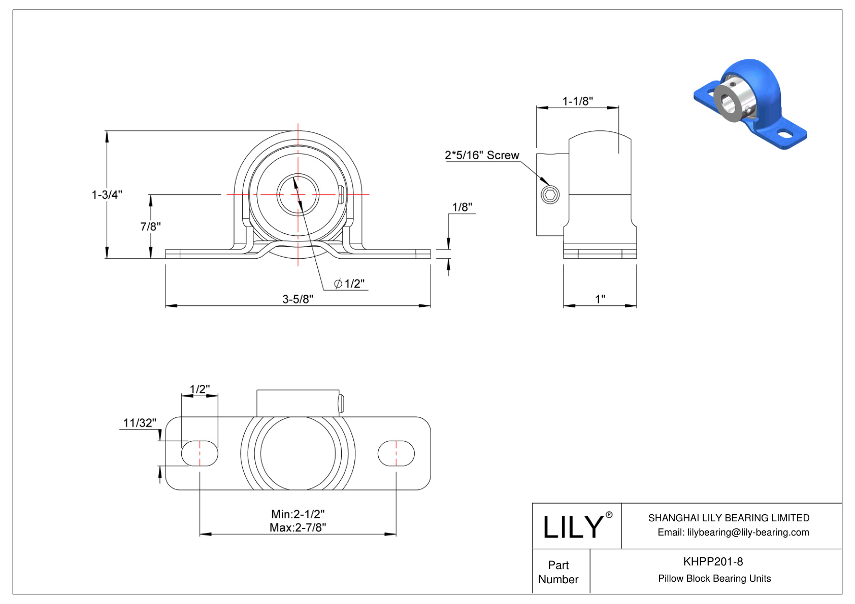 KHPP201-8 Rodamiento de bloque de almohadilla Collar excéntrico de bloqueo cad drawing