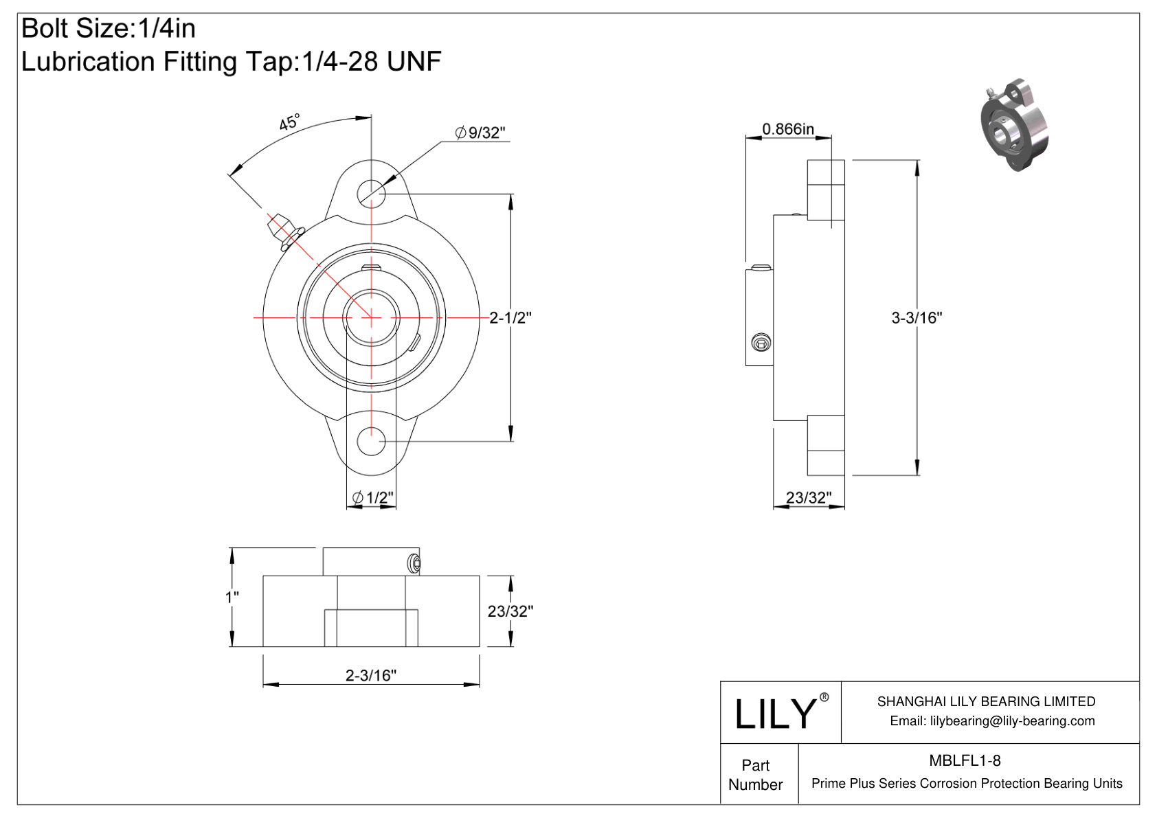 MBLFL1-8 Unidades de brida de dos pernos de la serie Prime Plus cad drawing