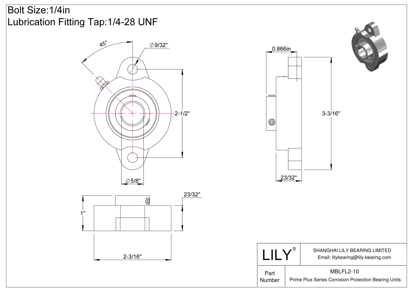 MBLFL2-10 Unidades de brida de dos pernos de la serie Prime Plus cad drawing