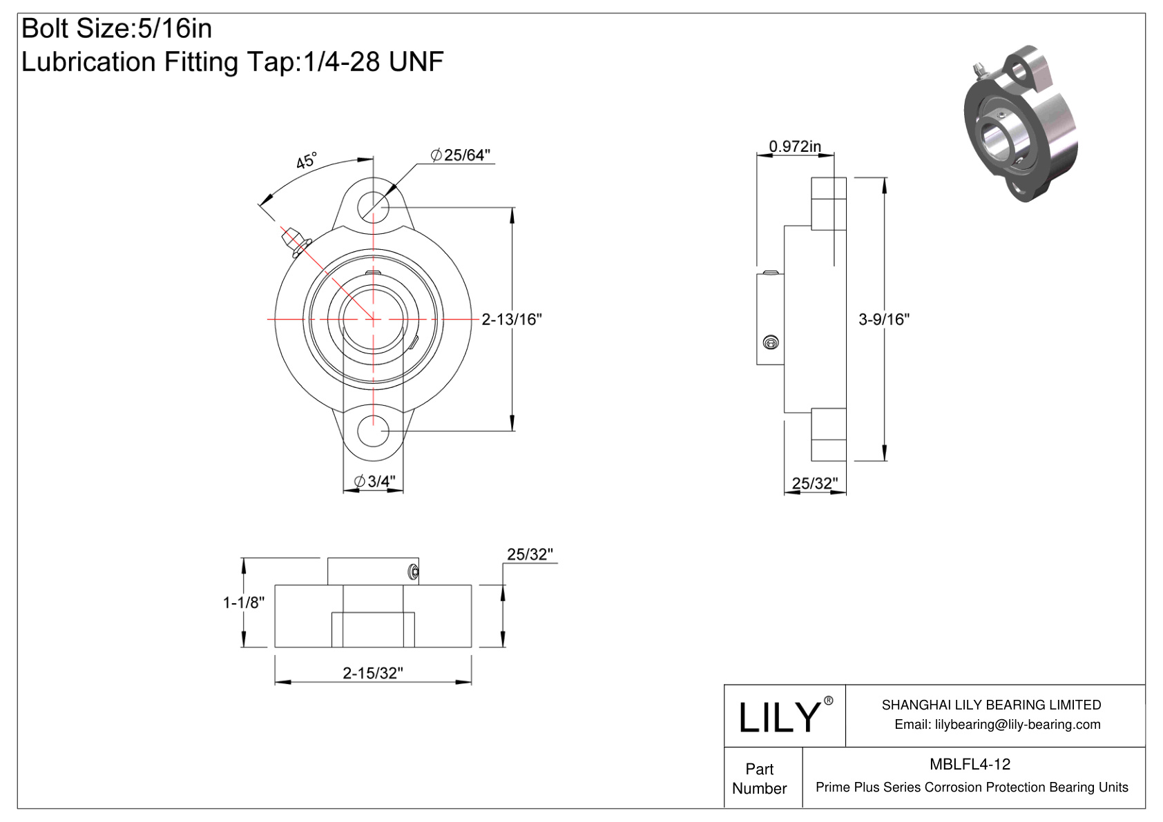 MBLFL4-12 Prime Plus 系列双螺栓法兰装置 cad drawing