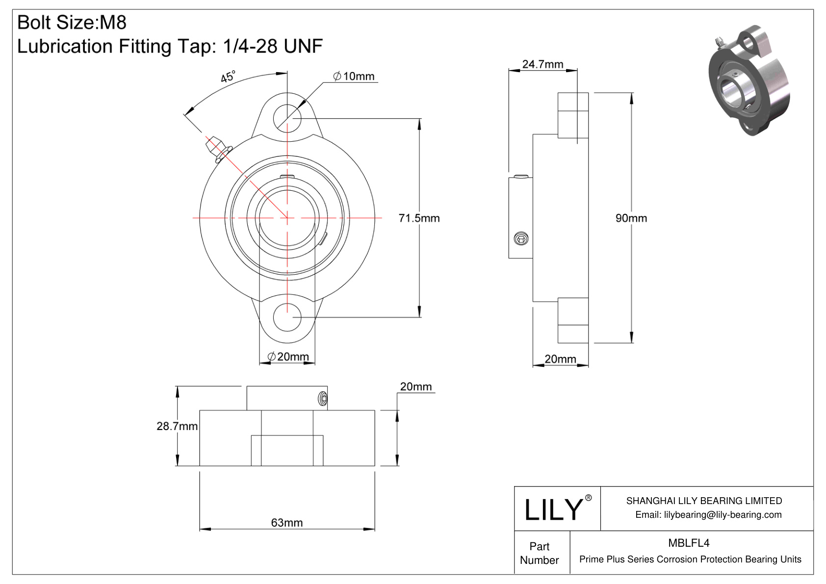 MBLFL4 Unidades de brida de dos pernos de la serie Prime Plus cad drawing