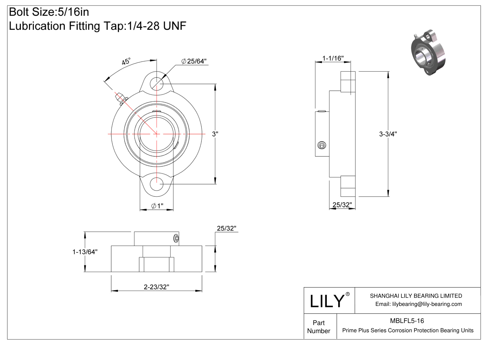 MBLFL5-16 Unidades de brida de dos pernos de la serie Prime Plus cad drawing