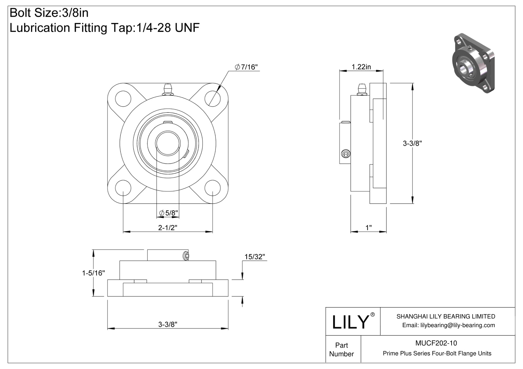 MUCF202-10 Unidades de brida de cuatro pernos de la serie Prime Plus cad drawing