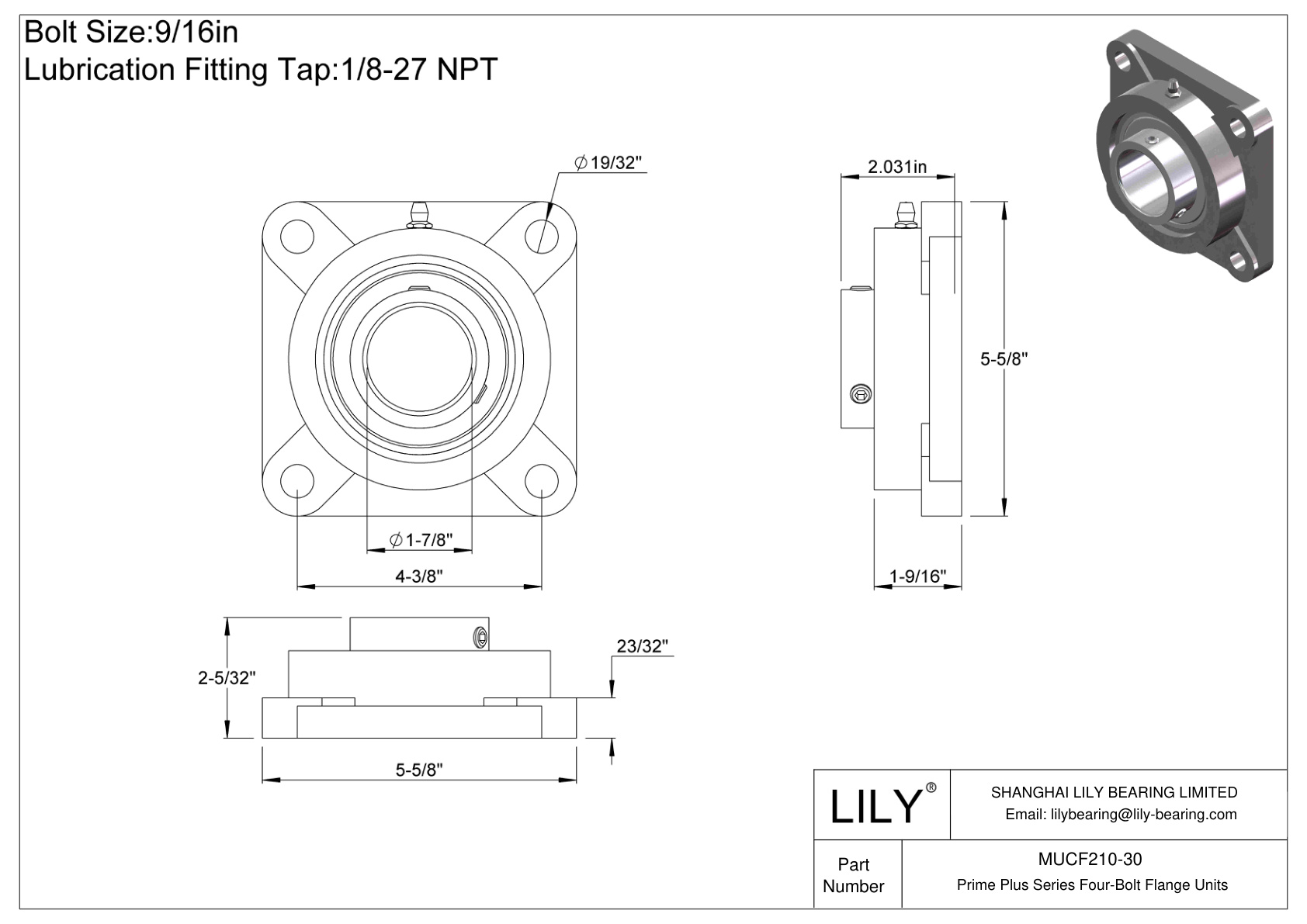 MUCF210-30 Unidades de brida de cuatro pernos de la serie Prime Plus cad drawing