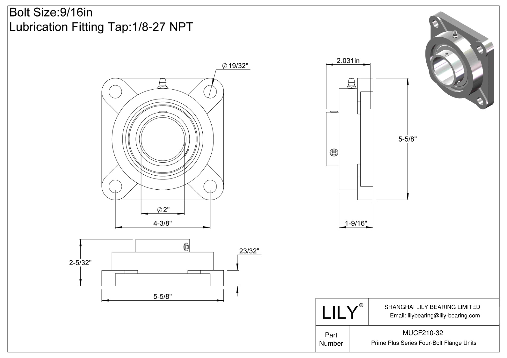 MUCF210-32 Unidades de brida de cuatro pernos de la serie Prime Plus cad drawing