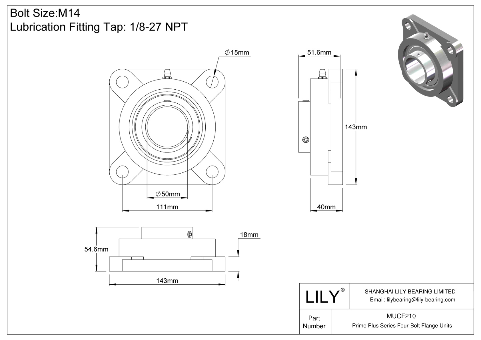 MUCF210 Prime Plus Series Four-Bolt Flange Units cad drawing