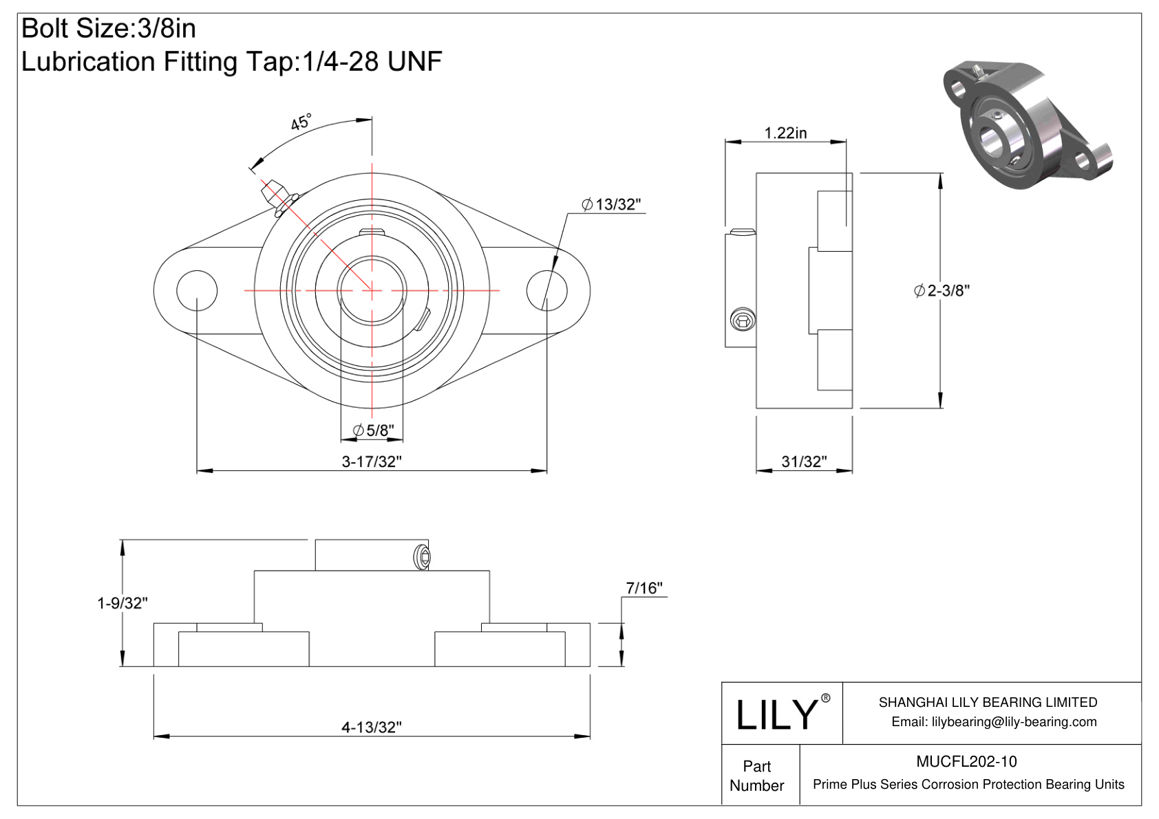 MUCFL202-10 Prime Plus Series Two-Bolt Flange Units cad drawing