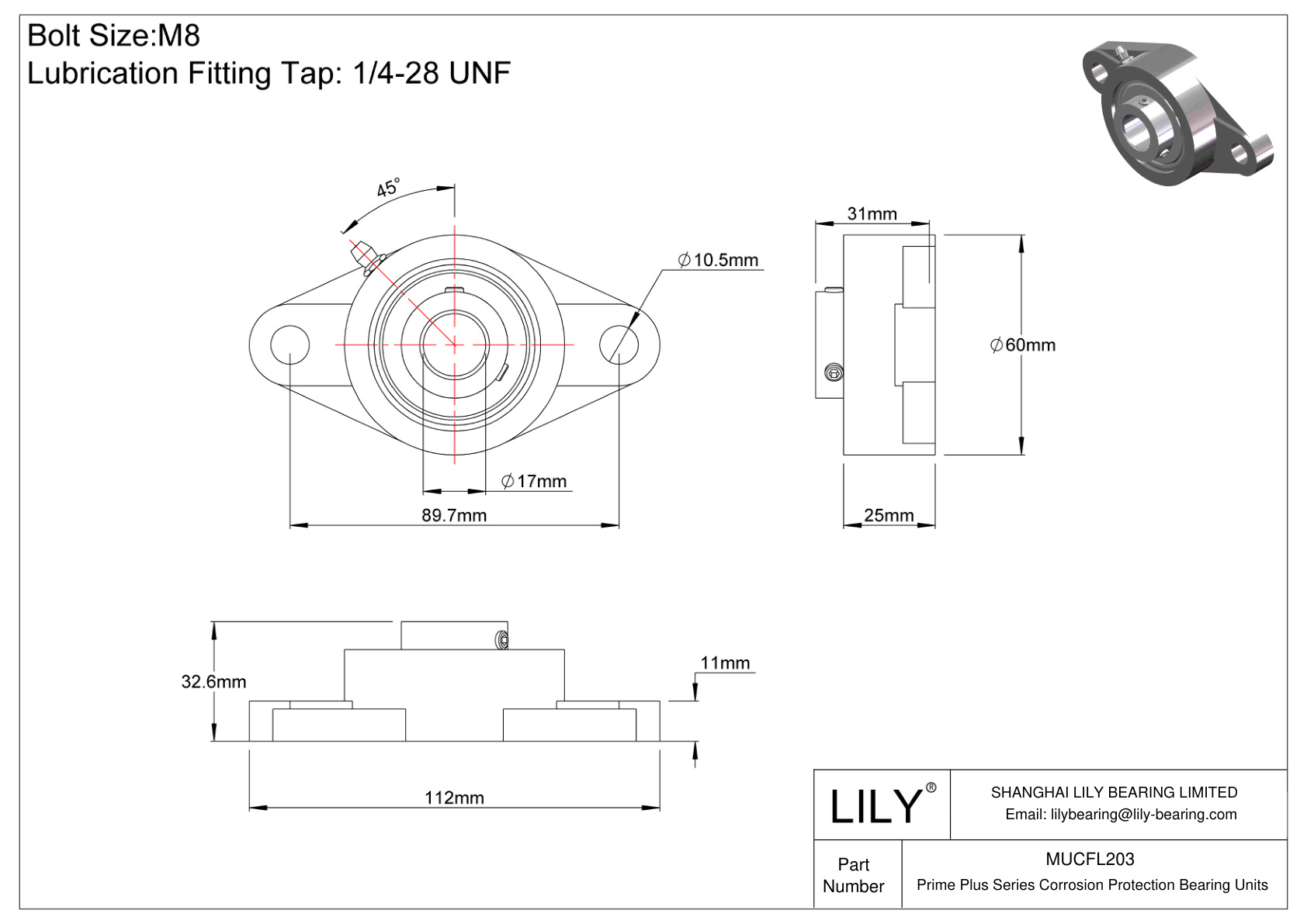 MUCFL203 Prime Plus 系列双螺栓法兰装置 cad drawing