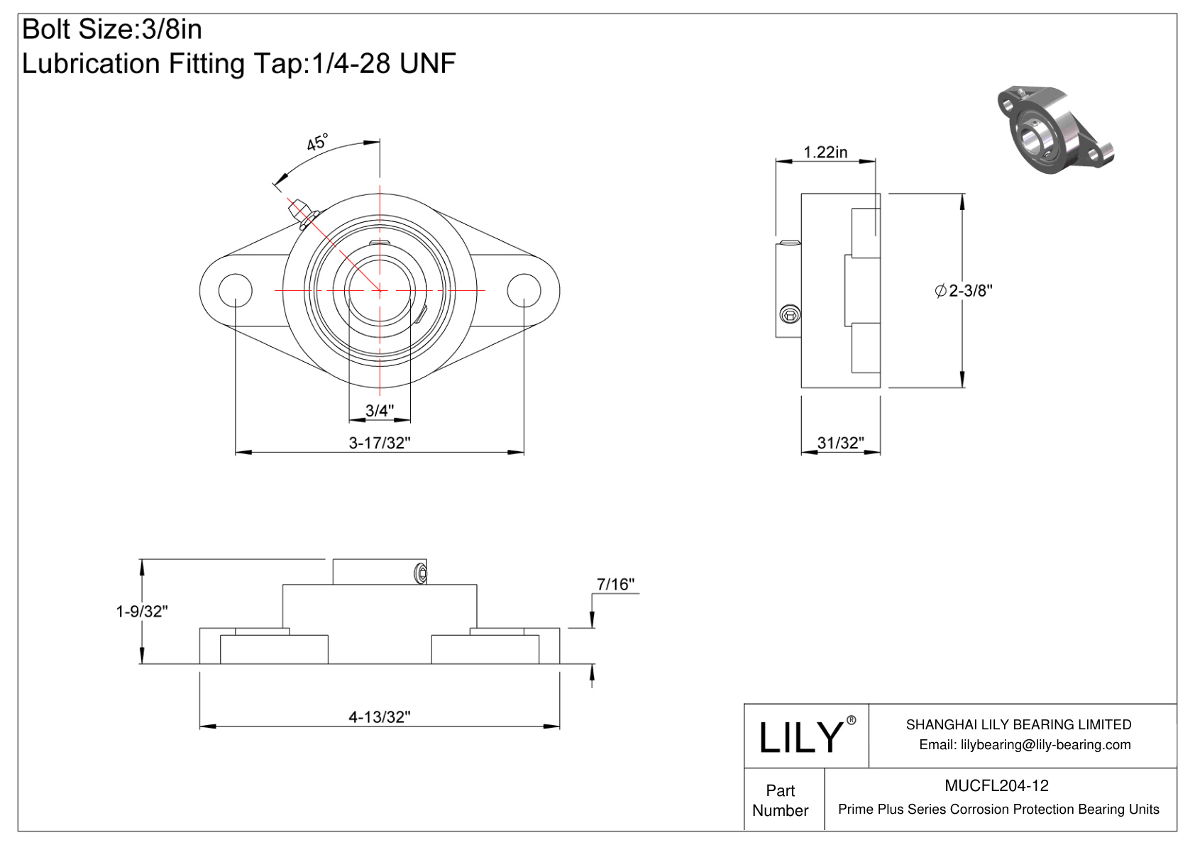 MUCFL204-12 Prime Plus 系列双螺栓法兰装置 cad drawing