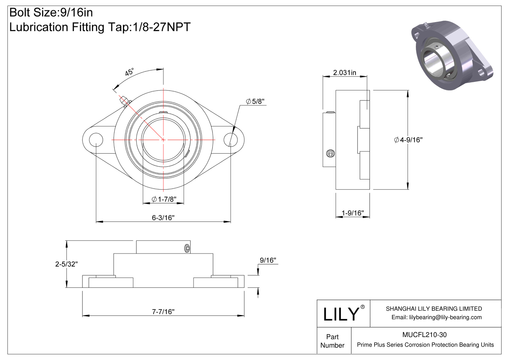 MUCFL210-30 Prime Plus Series Two-Bolt Flange Units cad drawing